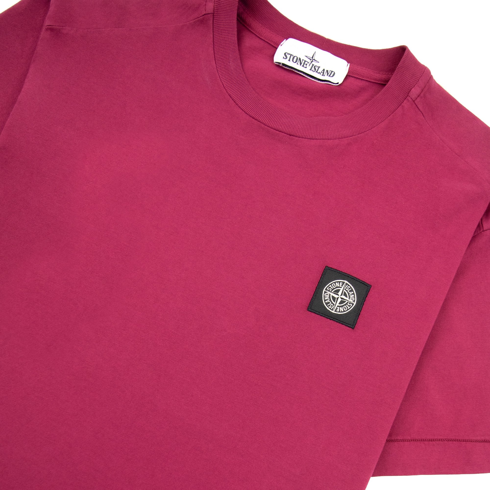 Stone Island Patch Logo Crew Neck Tshirt Burgundy