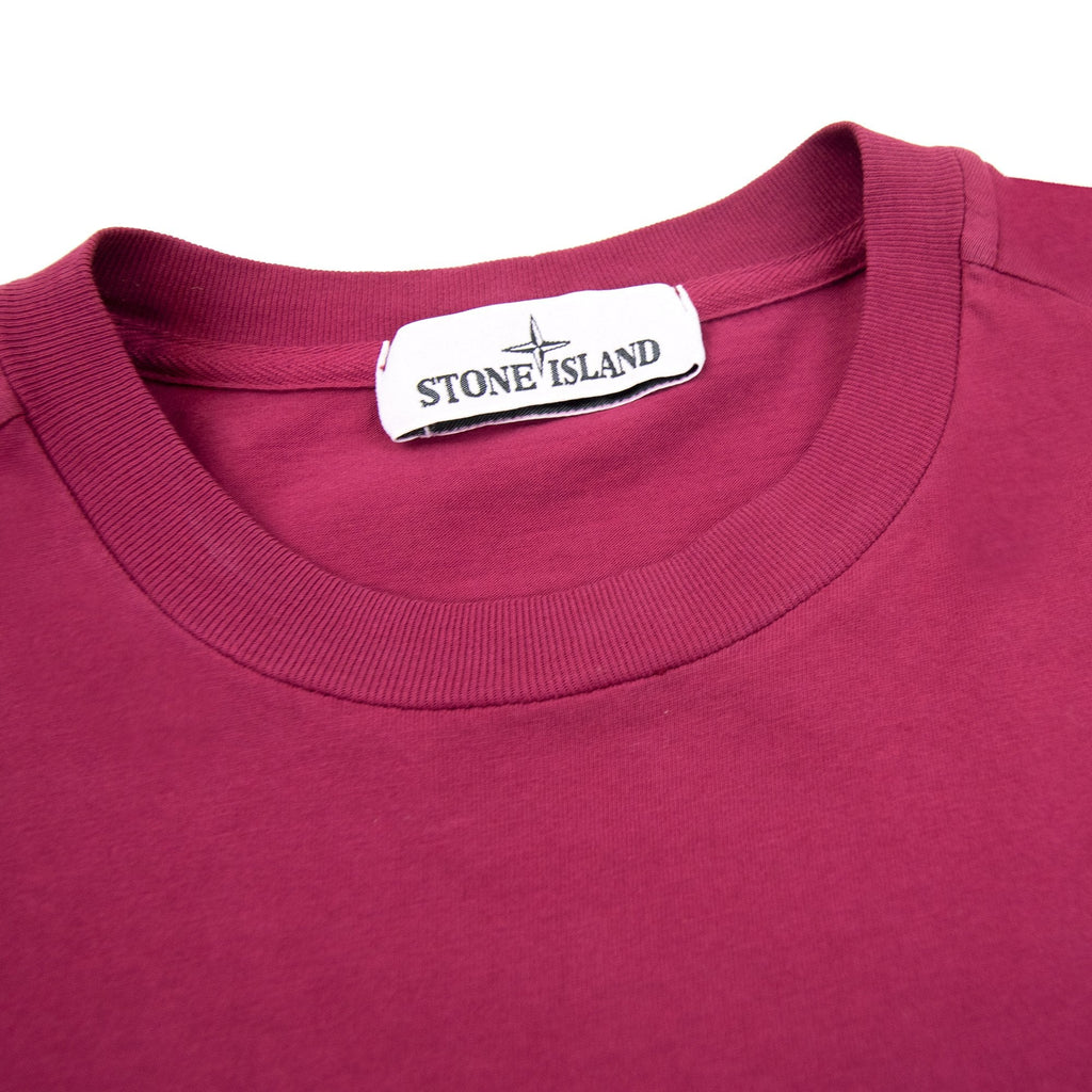 Stone Island Patch Logo Crew Neck Tshirt Burgundy