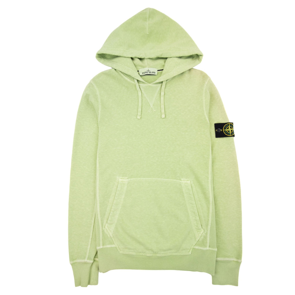 Stone Island Garment Dyed Pullover Hoody Lime Green V0051