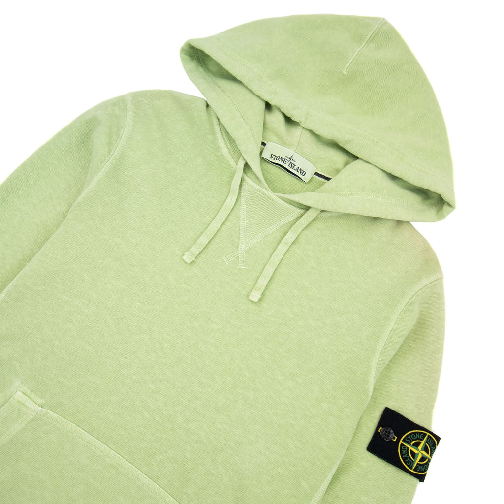 Stone Island Garment Dyed Pullover Hoody Lime Green V0051