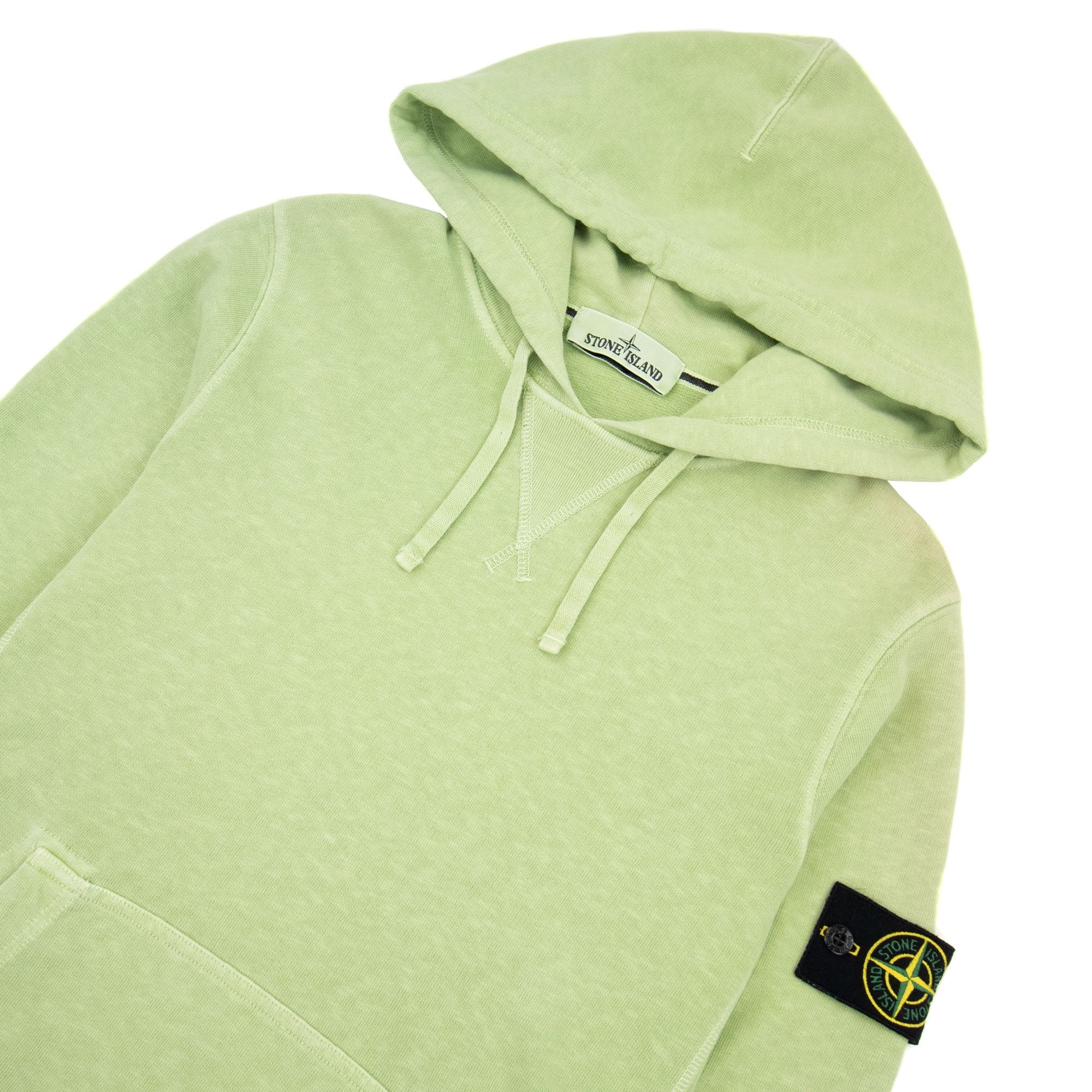 Stone Island Garment Dyed Pullover Hoody Lime Green V0051