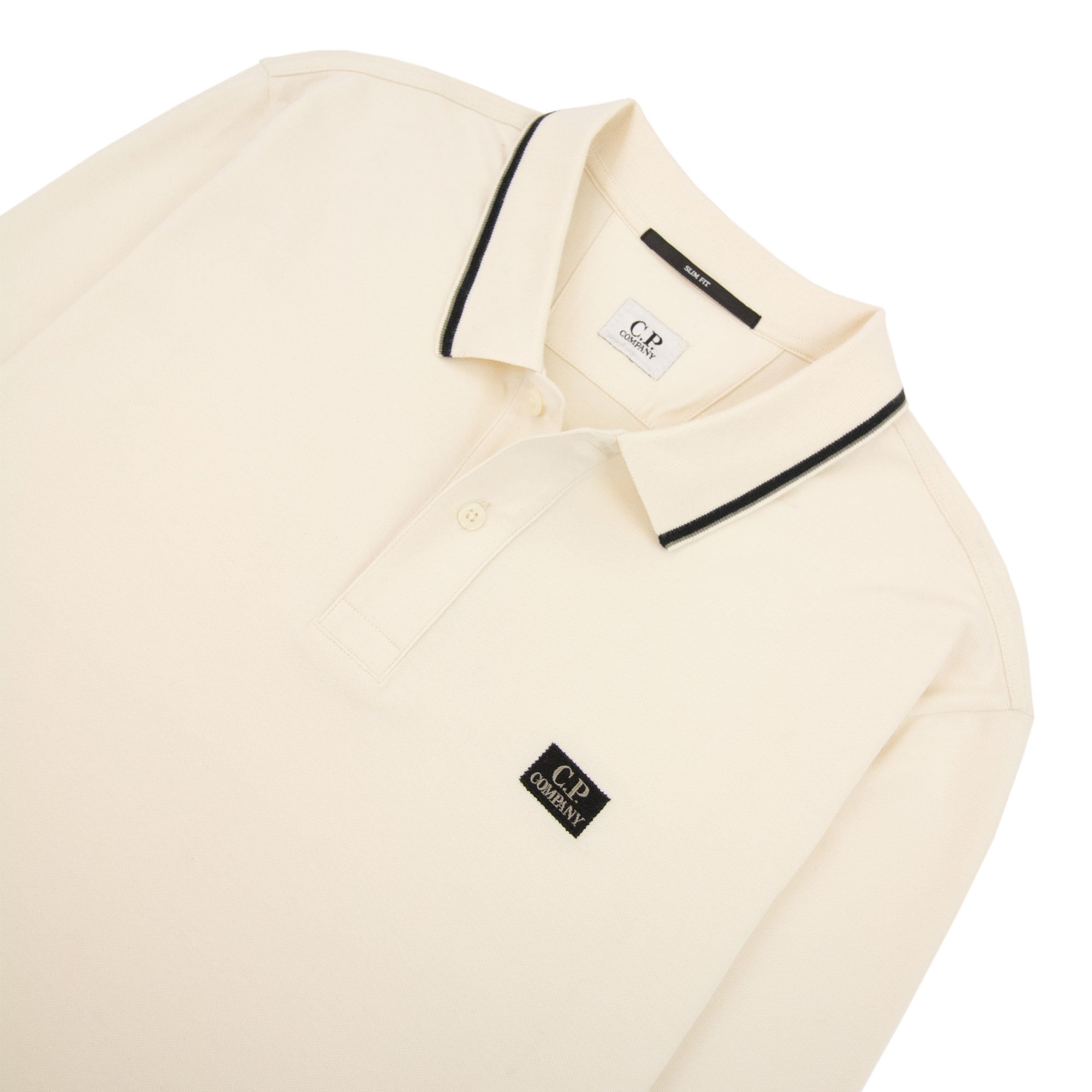 Cp Company Polo Long Sleeve Stretch Piquet White 103