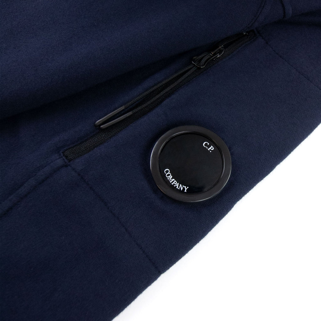 Cp Company Diagonal Raised Fleece Garment Dyed Lens Hoodie Navy 887
