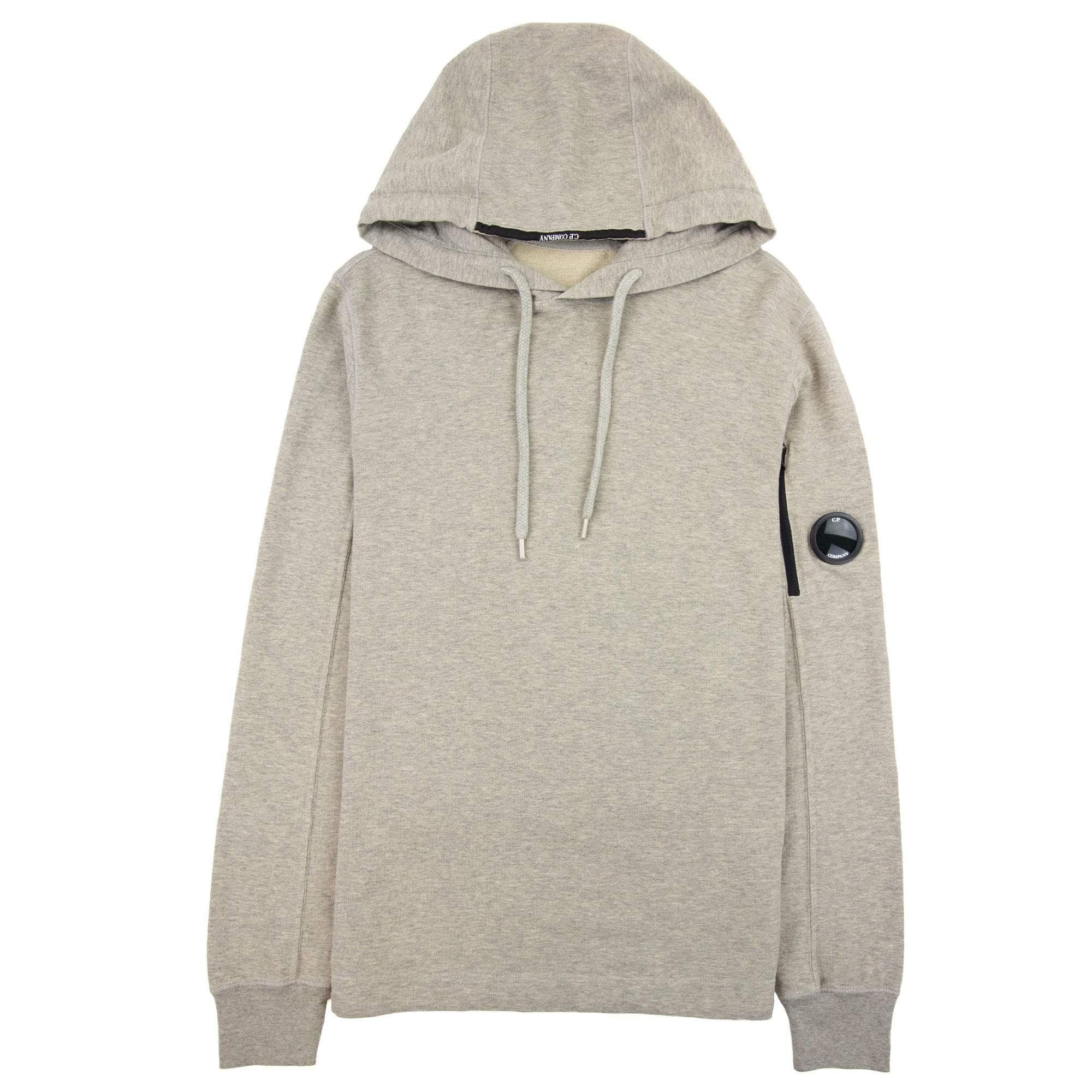 Cp Company Diagonal Raised Fleece Garment Dyed Lens Hoodie Grey