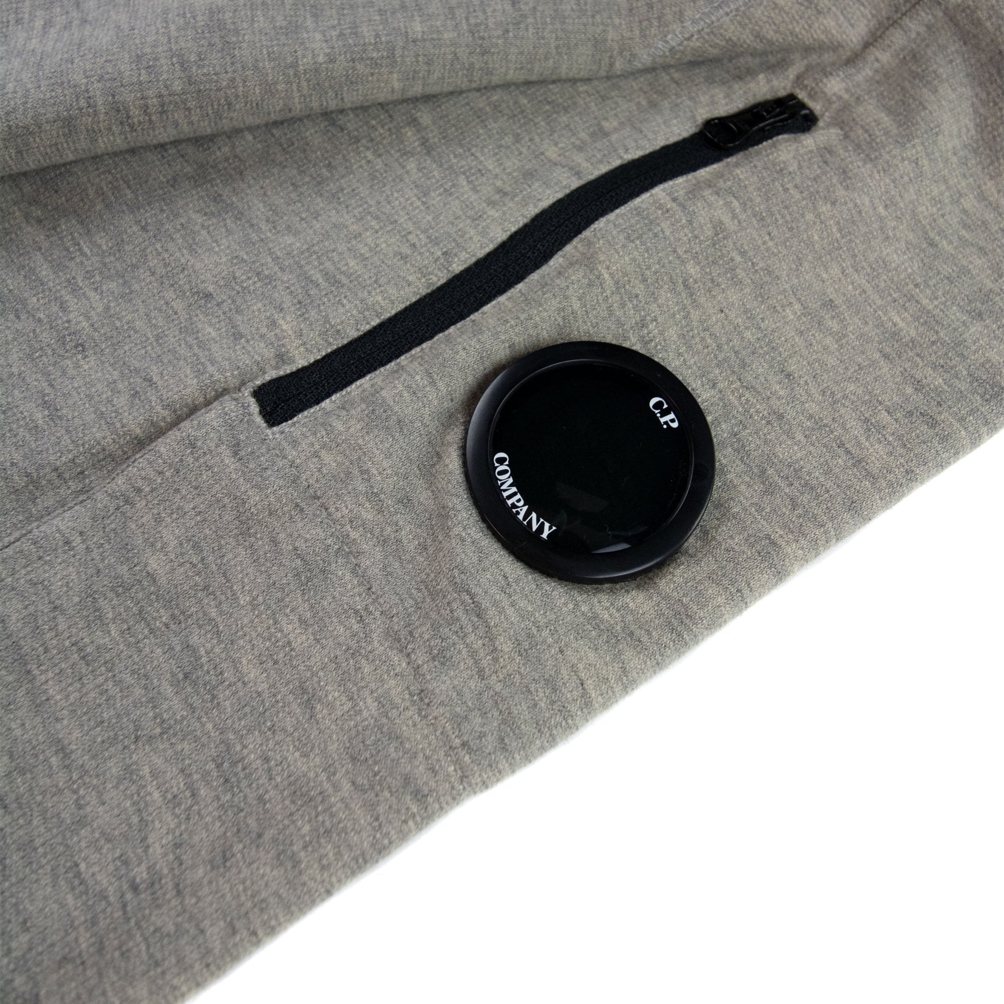 Cp Company Diagonal Raised Fleece Garment Dyed Lens Hoodie Grey