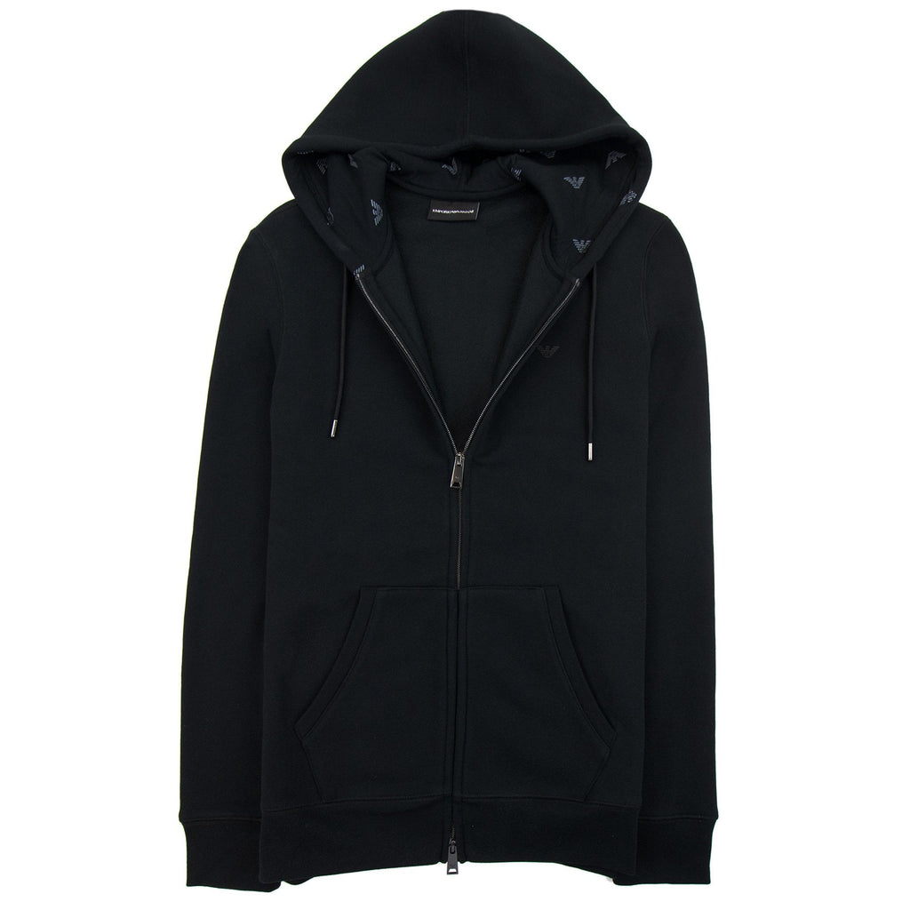 Emporio Armani Small Logo Zip Up Hoodie Nero 0999