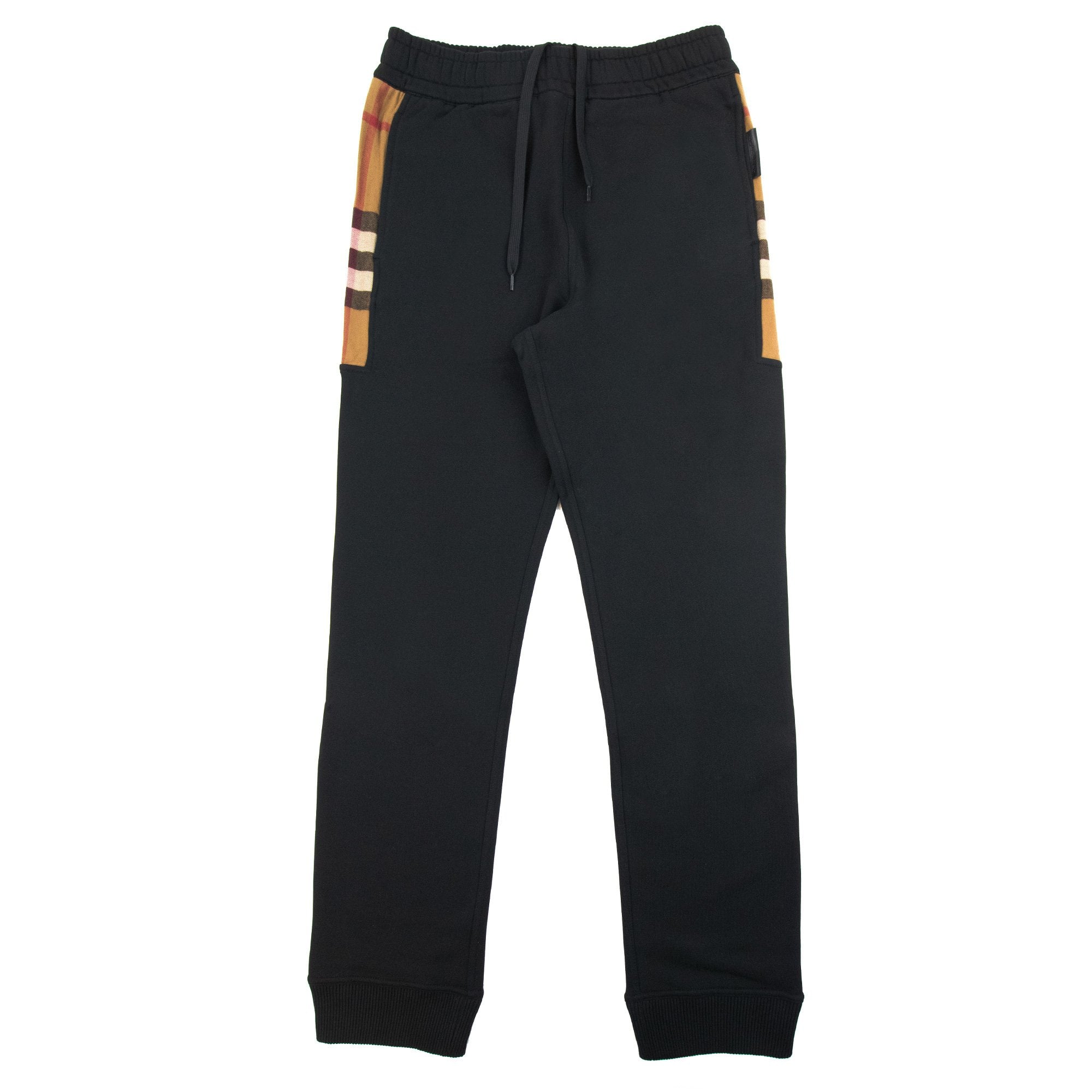 Burberry Check Panel Cotton Jogging Pants Black