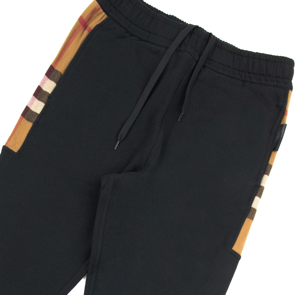 Burberry Check Panel Cotton Jogging Pants Black
