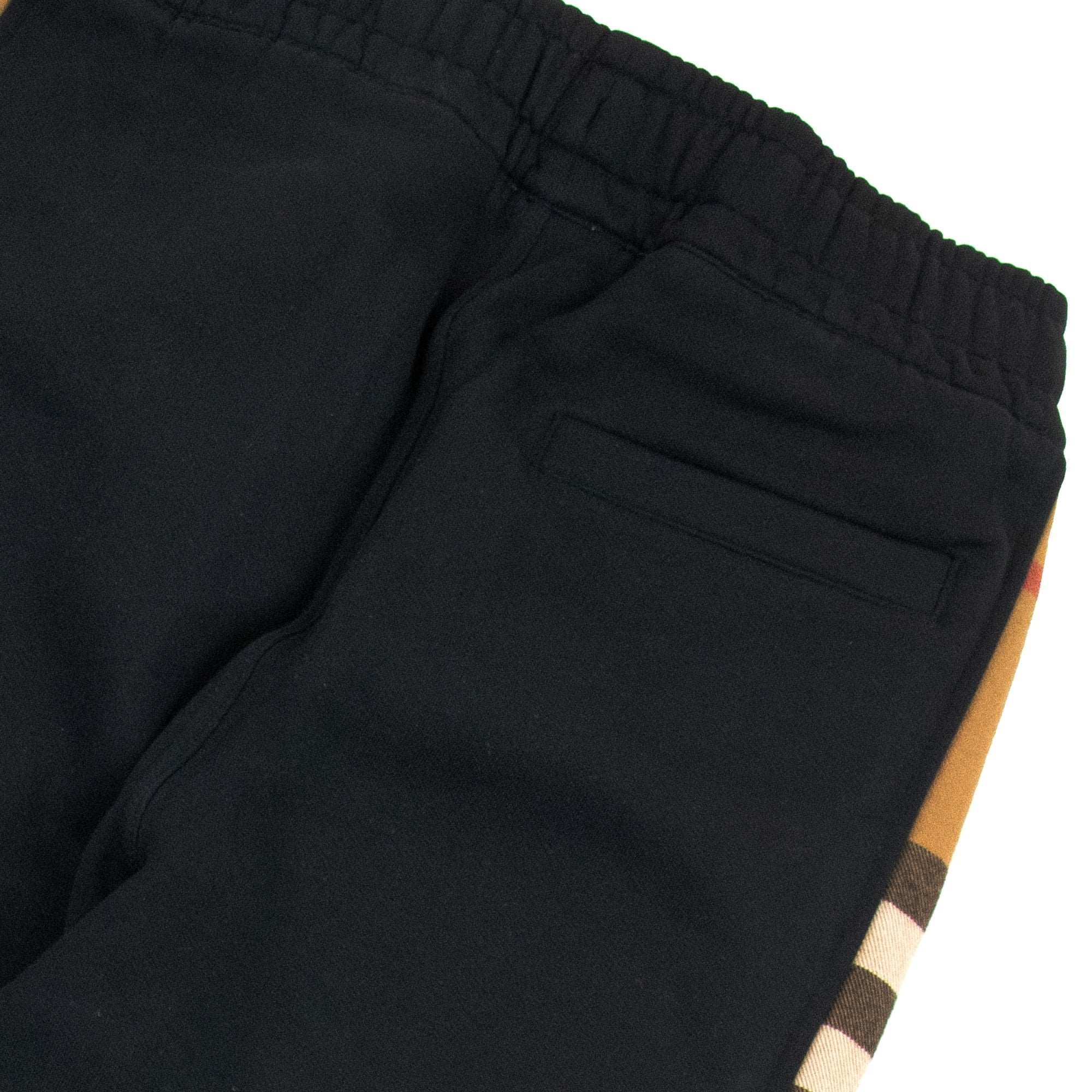 Burberry Check Panel Cotton Jogging Pants Black