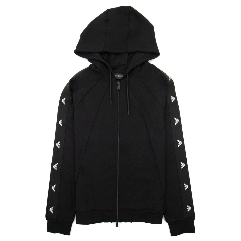 Emporio Armani Eagle Stripe Logo Zip Hoody Black