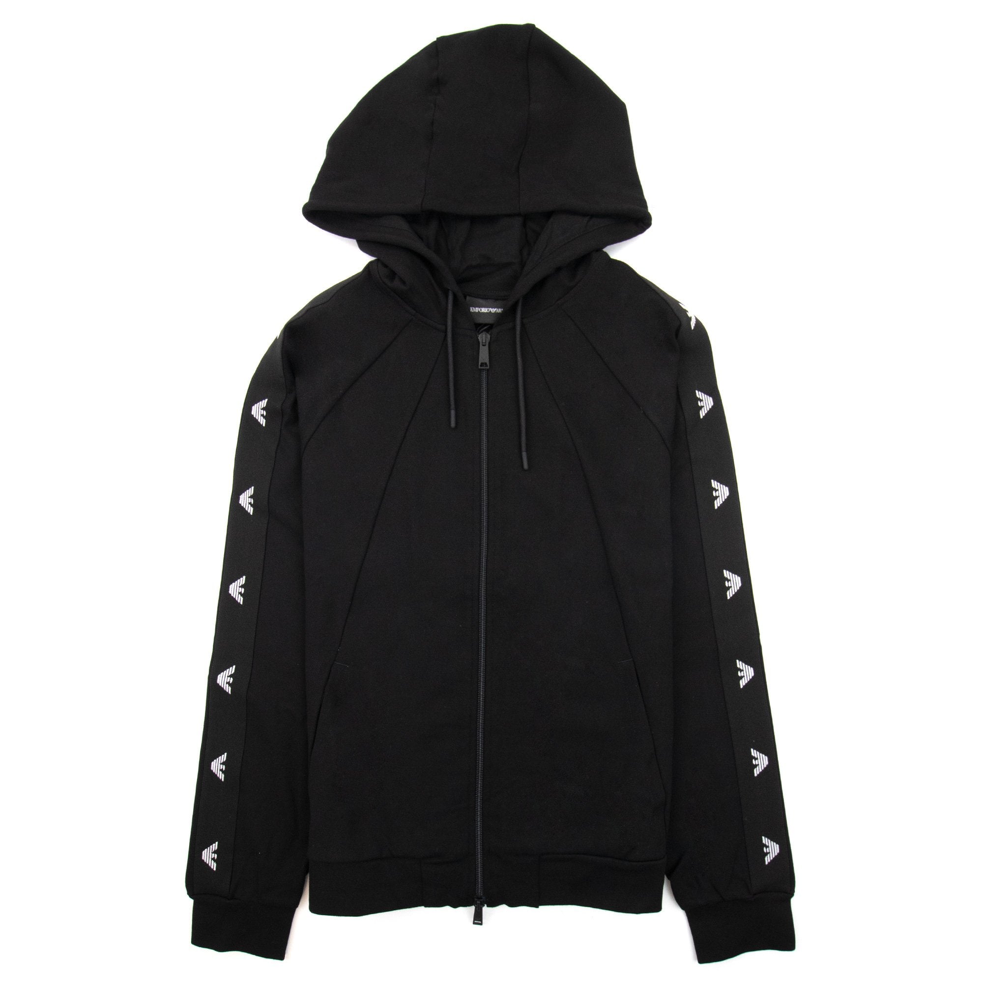 Emporio Armani Eagle Stripe Logo Zip Hoody Black