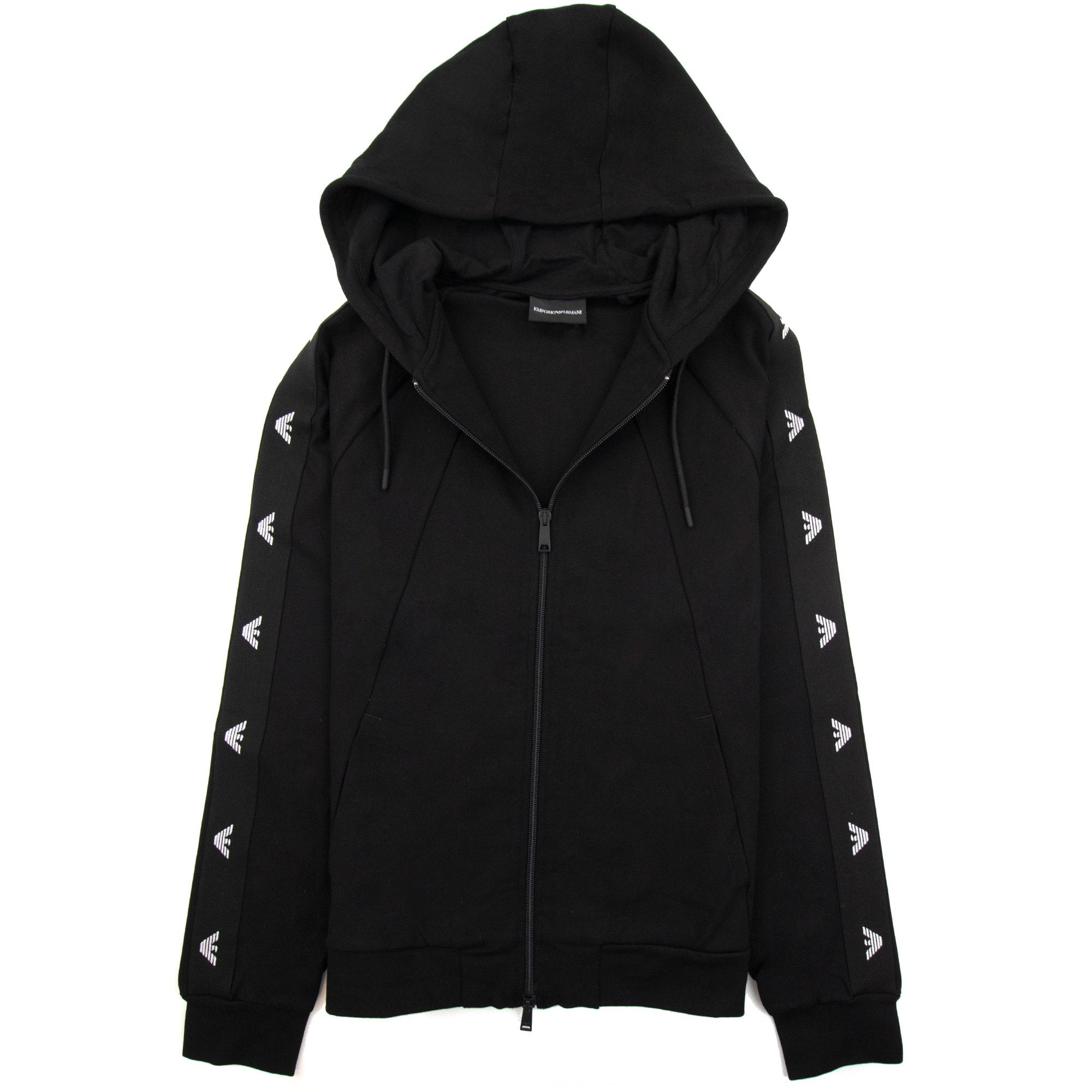 Emporio Armani Eagle Stripe Logo Zip Hoody Black