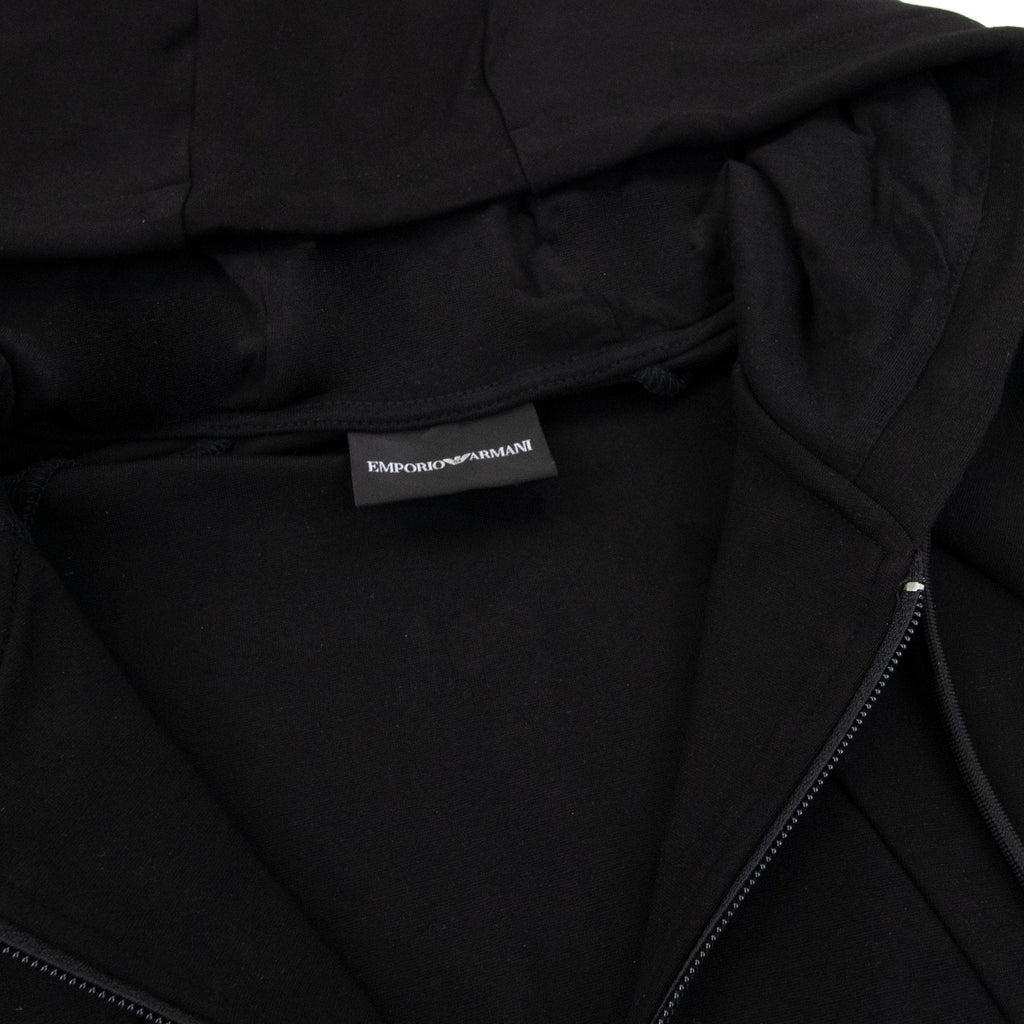 Emporio Armani Eagle Stripe Logo Zip Hoody Black