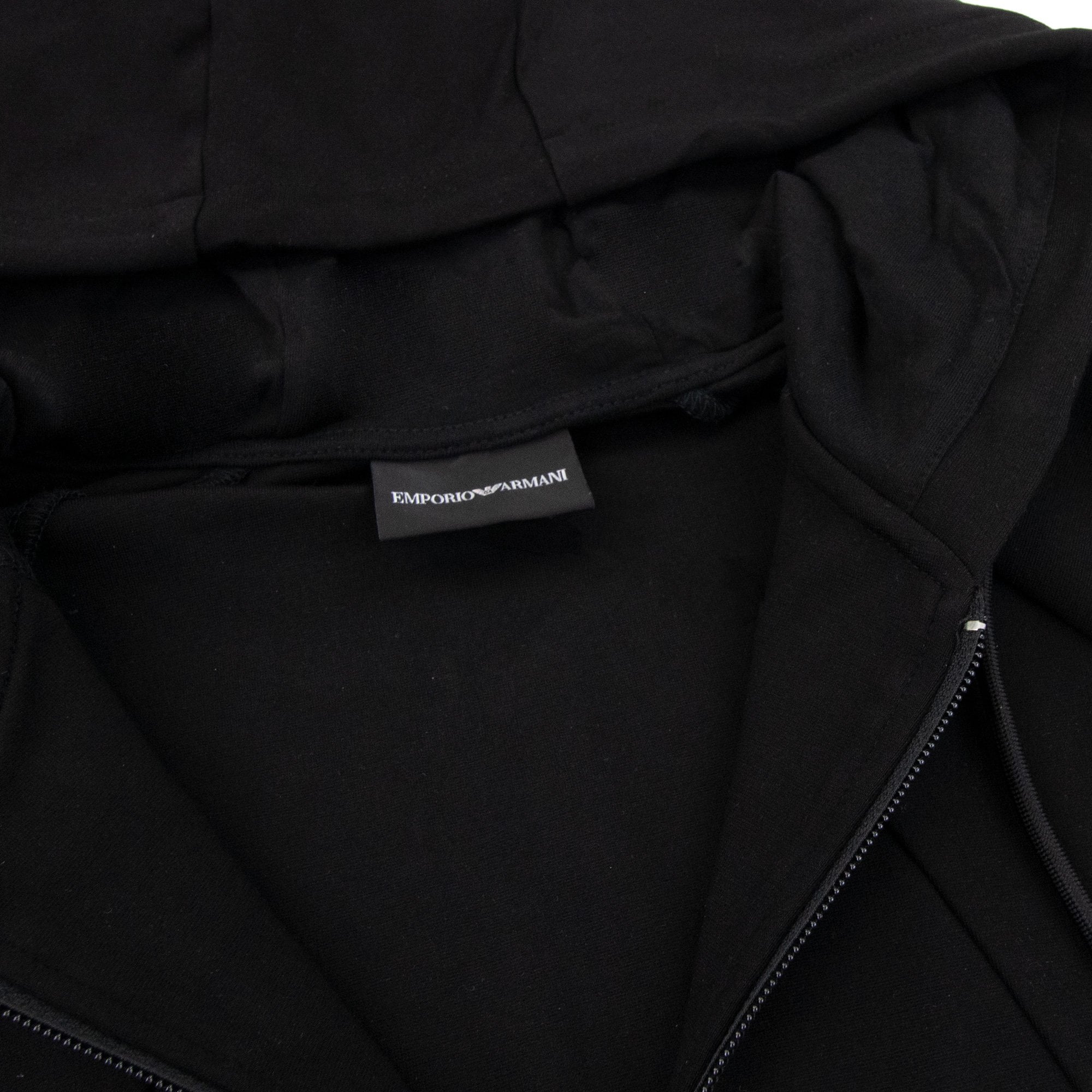 Emporio Armani Eagle Stripe Logo Zip Hoody Black