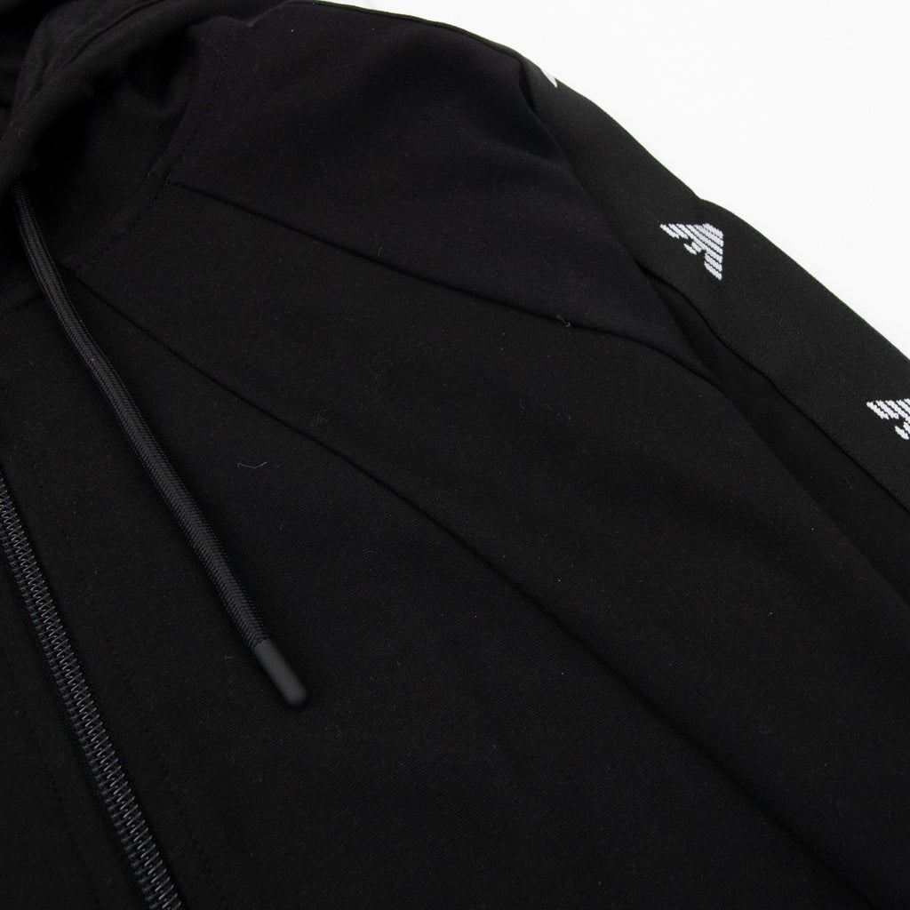 Emporio Armani Eagle Stripe Logo Zip Hoody Black