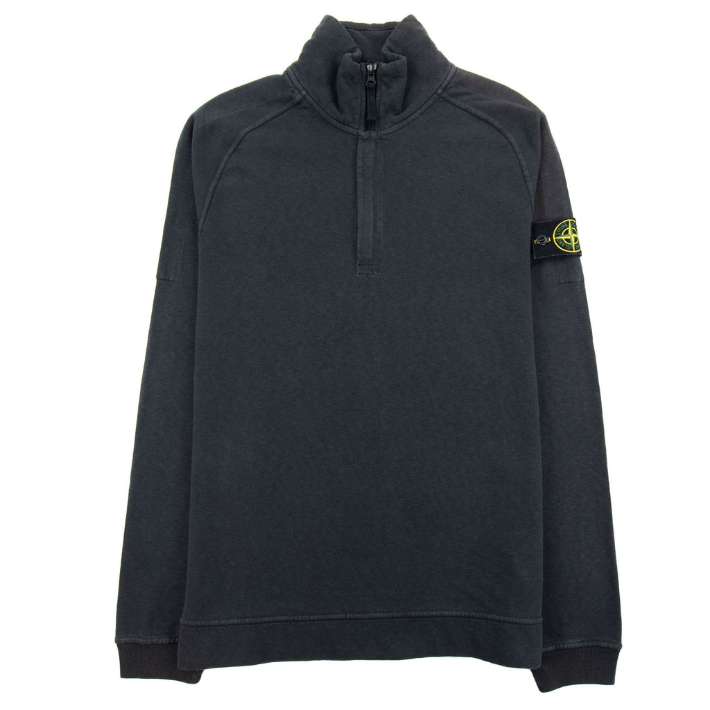 Stone Island Half Concealed Zip Dyed Sweatshirt Dark Grey