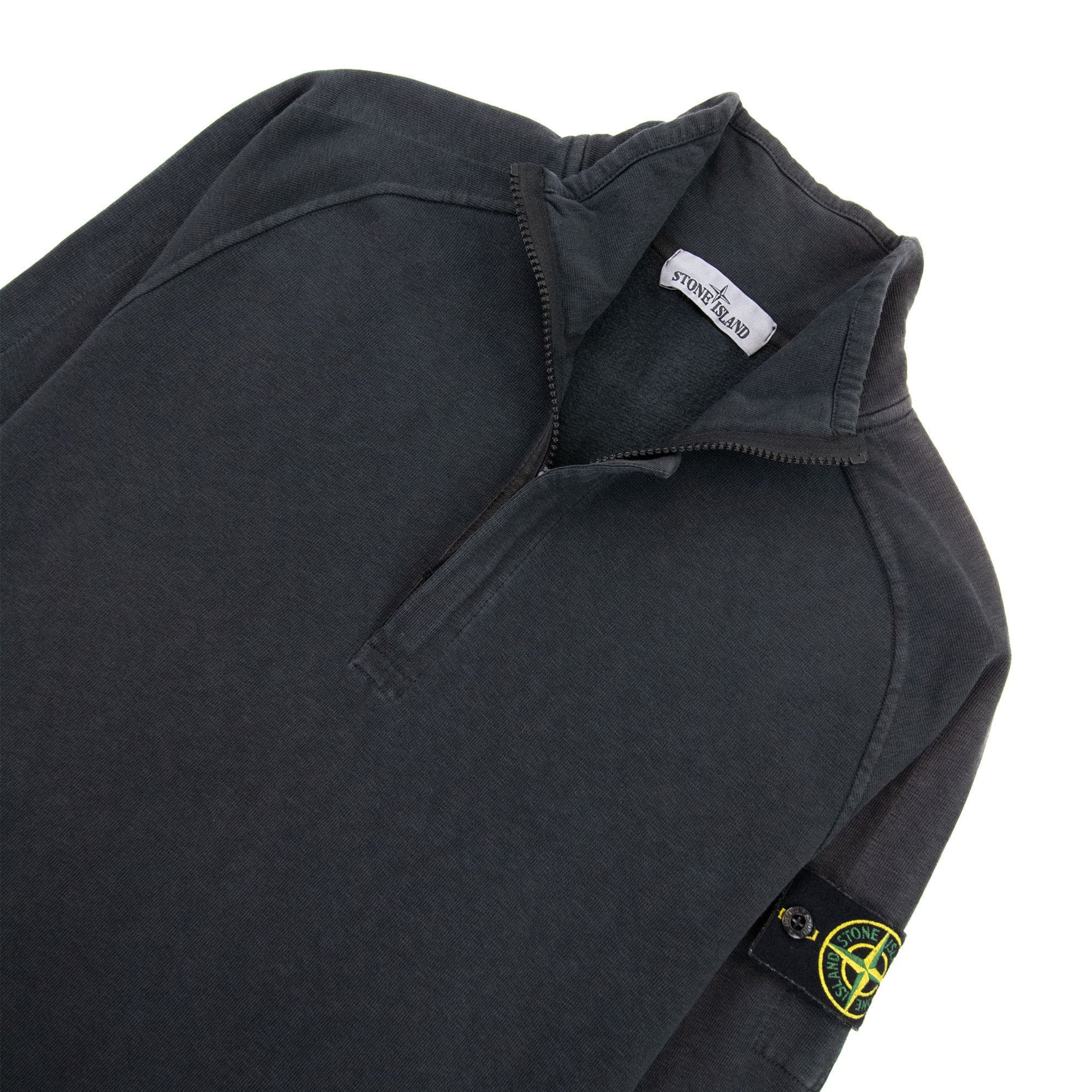 Stone Island Half Concealed Zip Dyed Sweatshirt Dark Grey