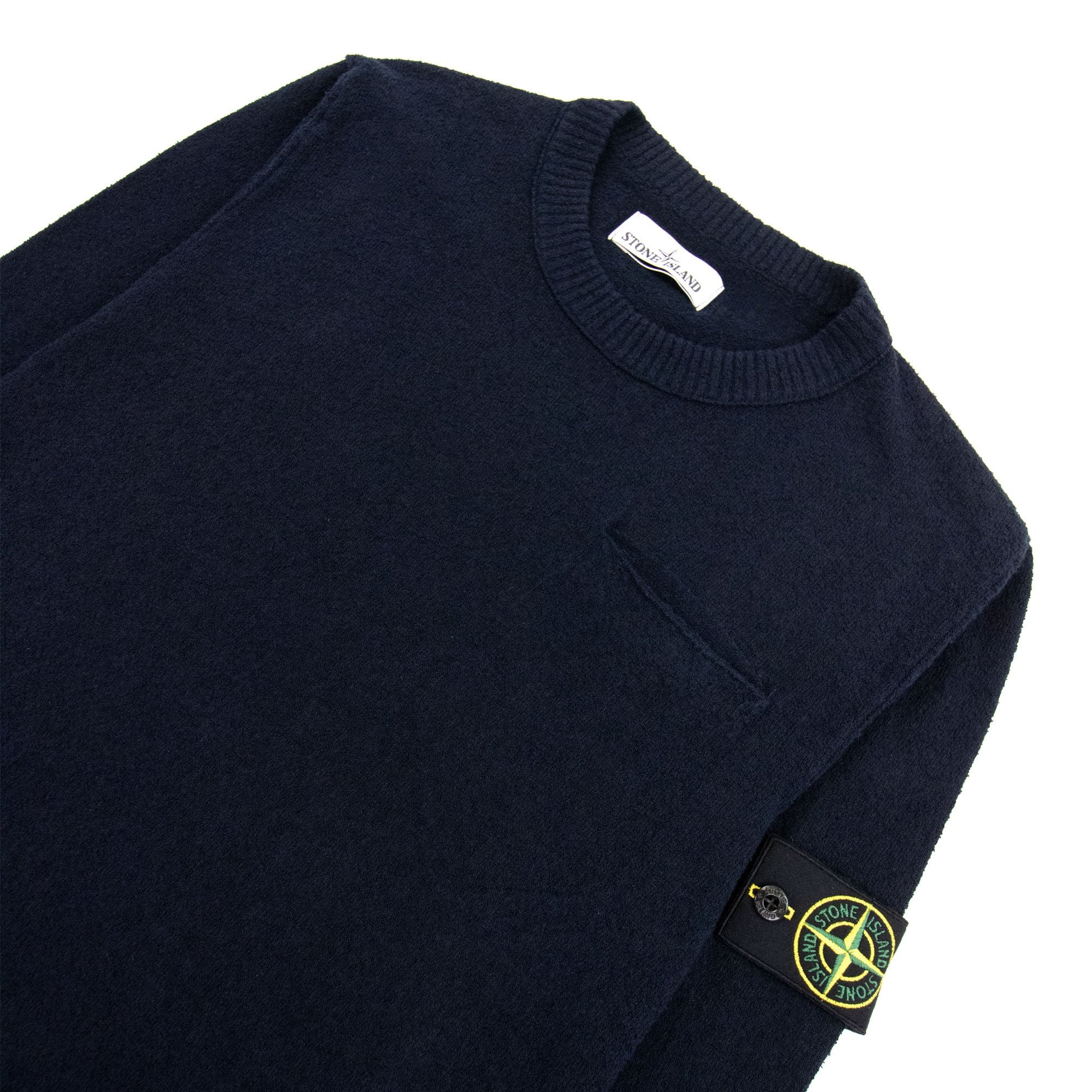 Stone Island Knitted Jumper Front Pocket Navy V0020