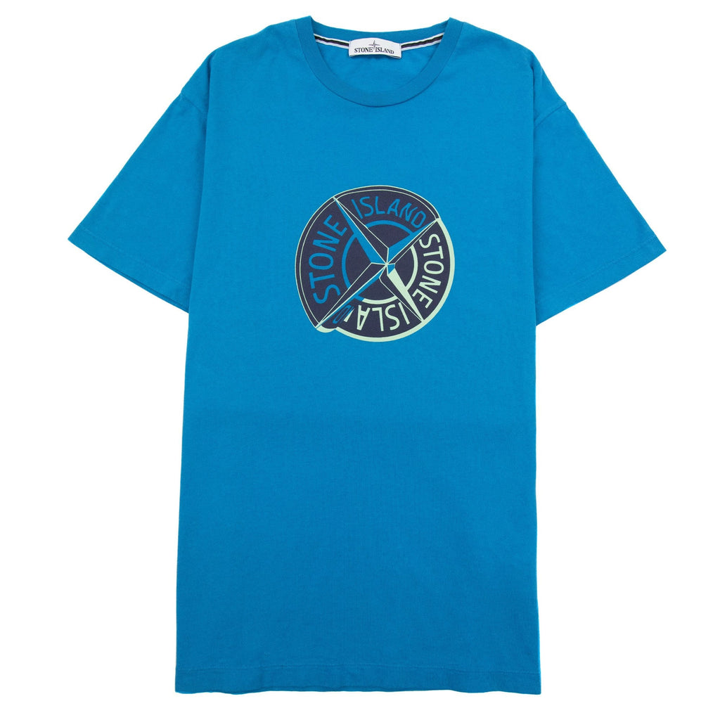 Stone Island Rubber Compass Logo Tshirt Turquoise