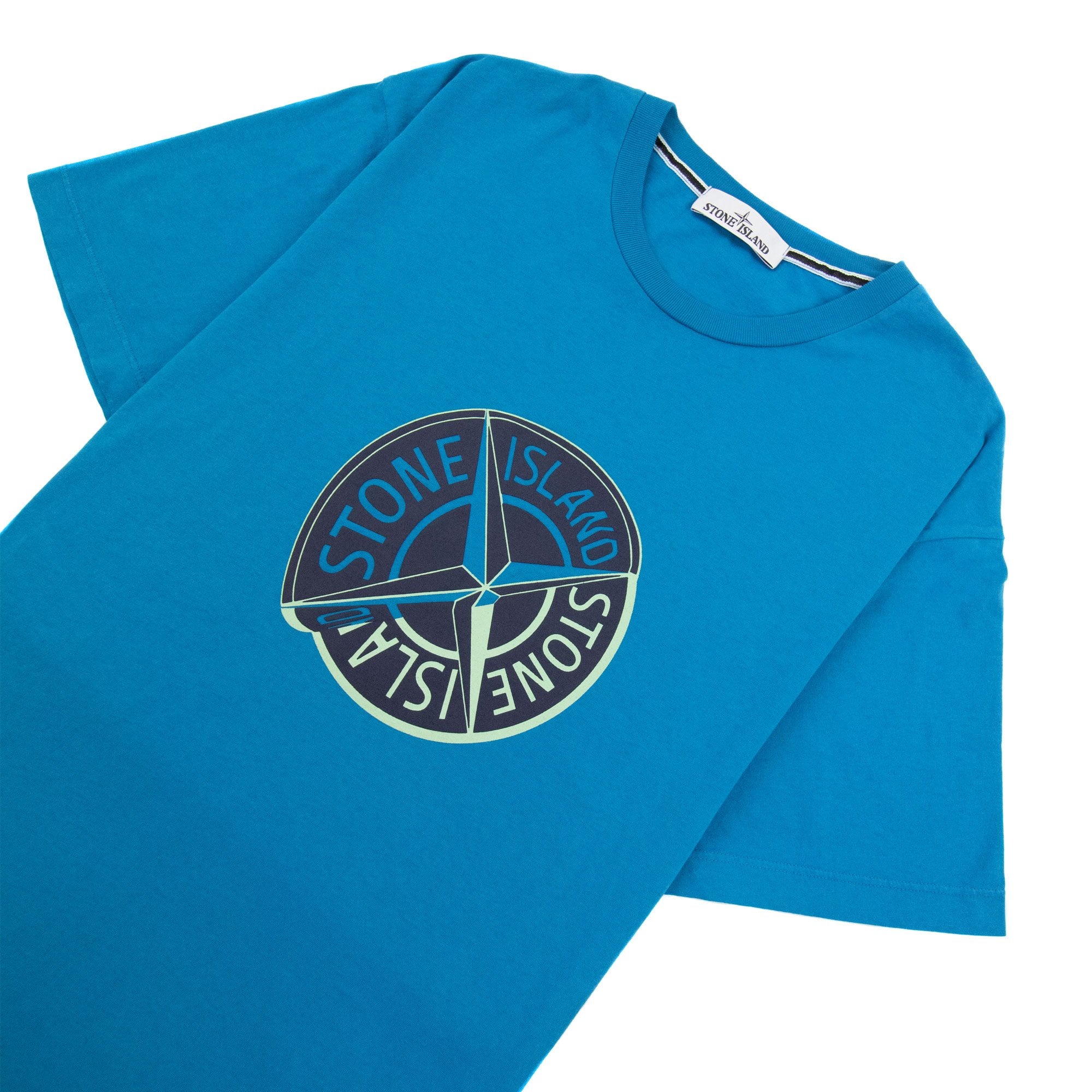 Stone Island Rubber Compass Logo Tshirt Turquoise