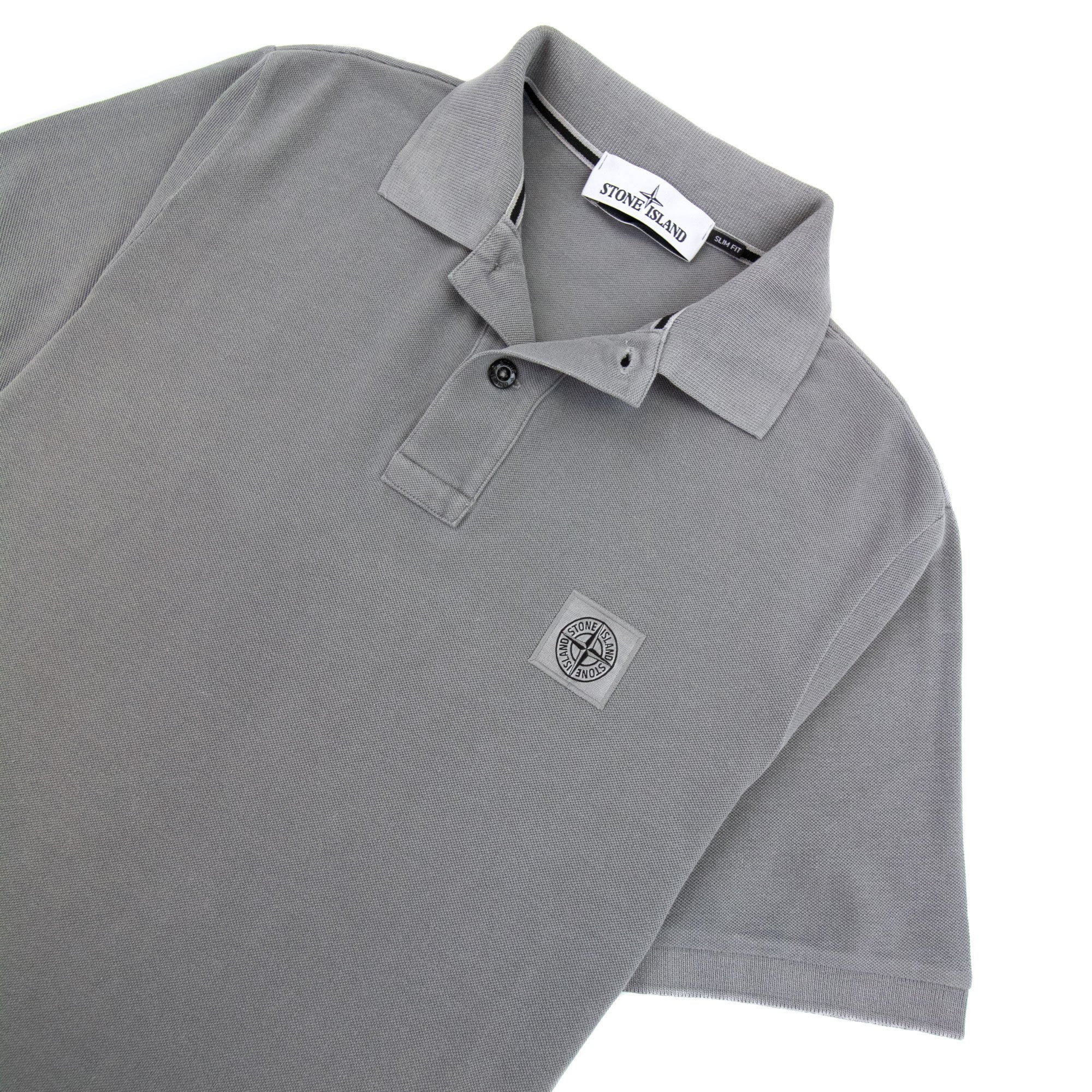 Stone Island Slim Fit Patch Polo Grey V0061