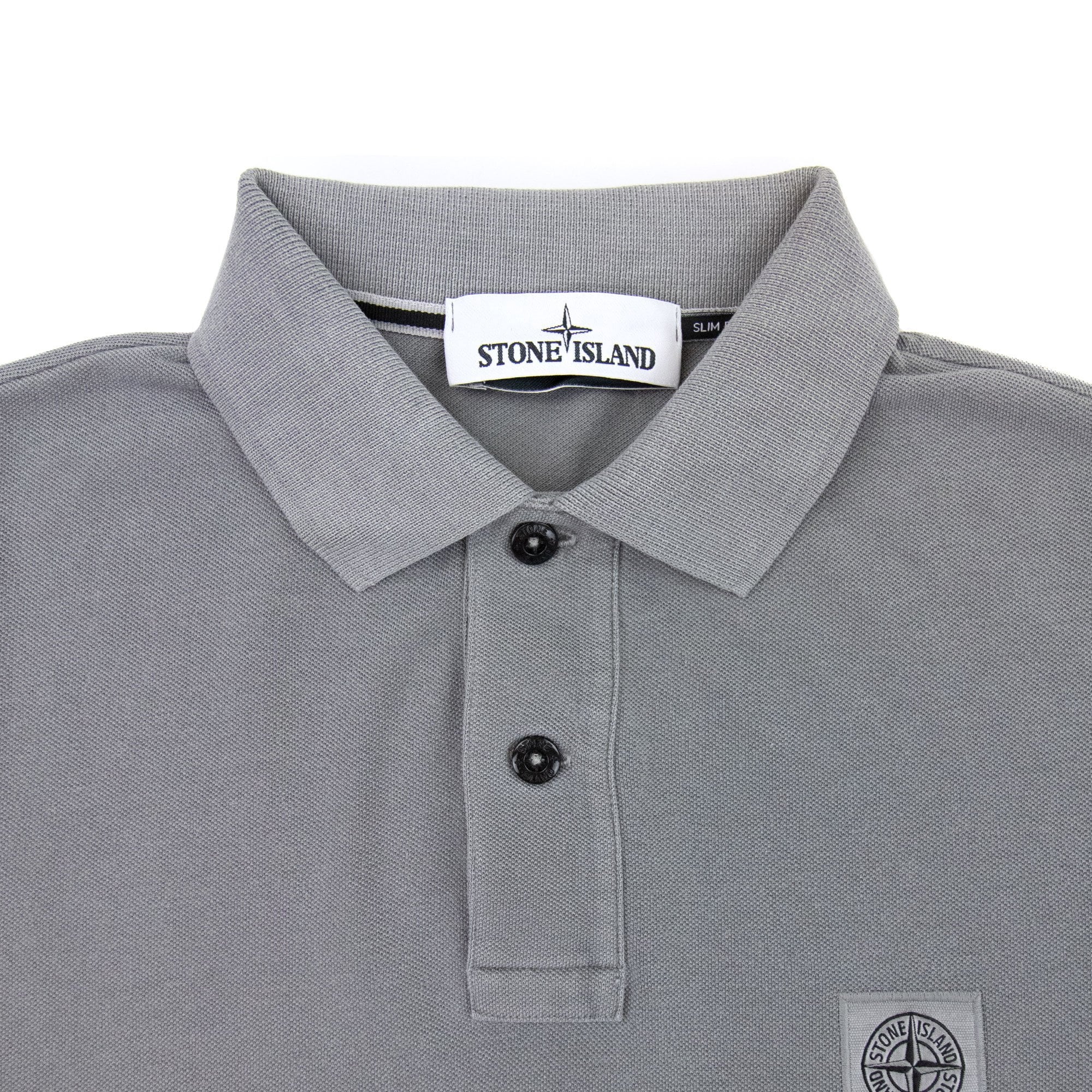 Stone Island Slim Fit Patch Polo Grey V0061
