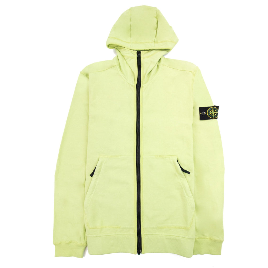 Stone Island Patch Logo Hoody Concealed Zips Lime Green V0051