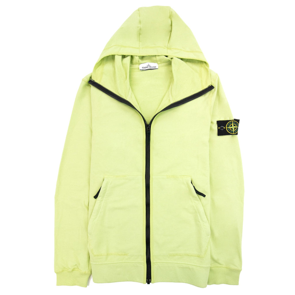 Stone Island Patch Logo Hoody Concealed Zips Lime Green V0051