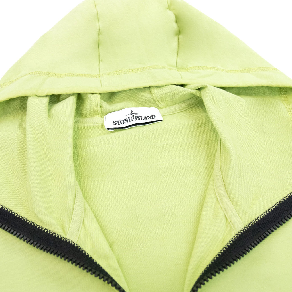 Stone Island Patch Logo Hoody Concealed Zips Lime Green V0051