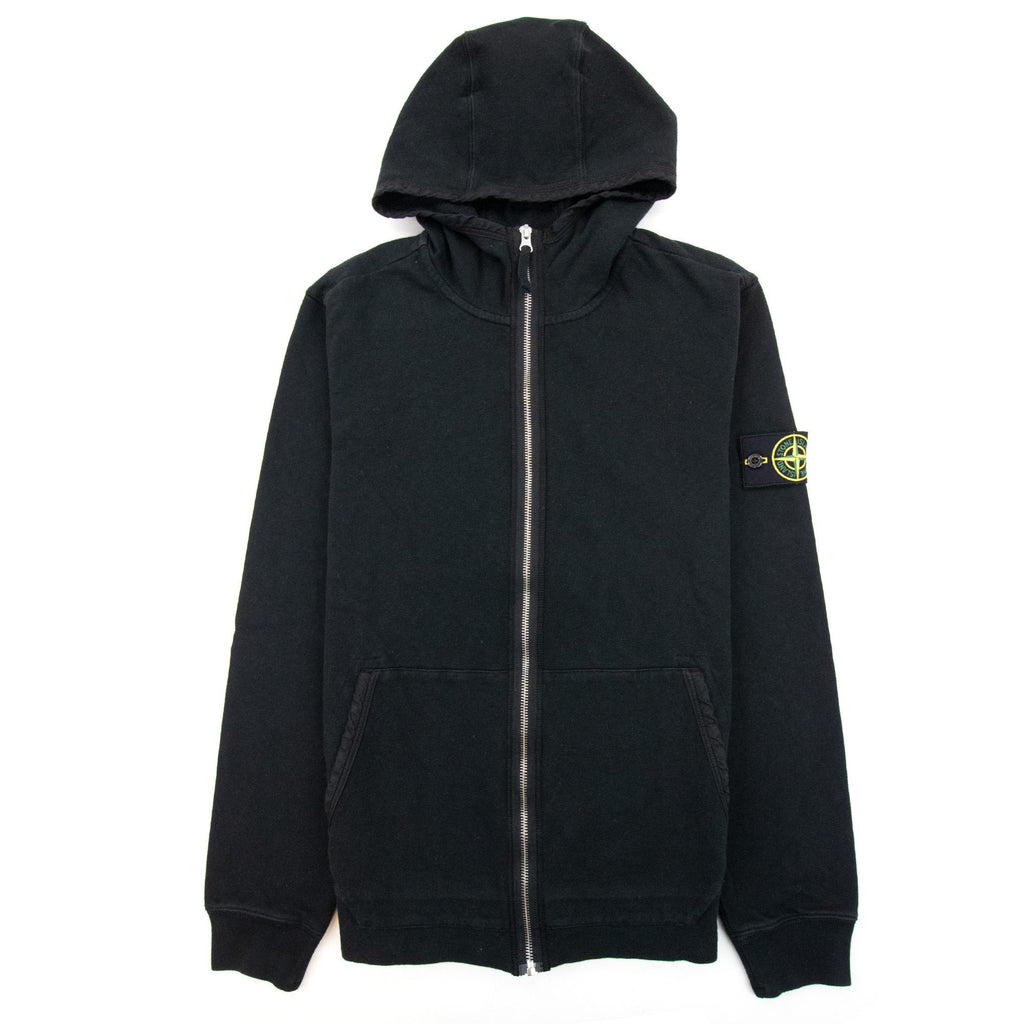 Stone Island Zip Up Hoodied Sweatshirt Black V0029
