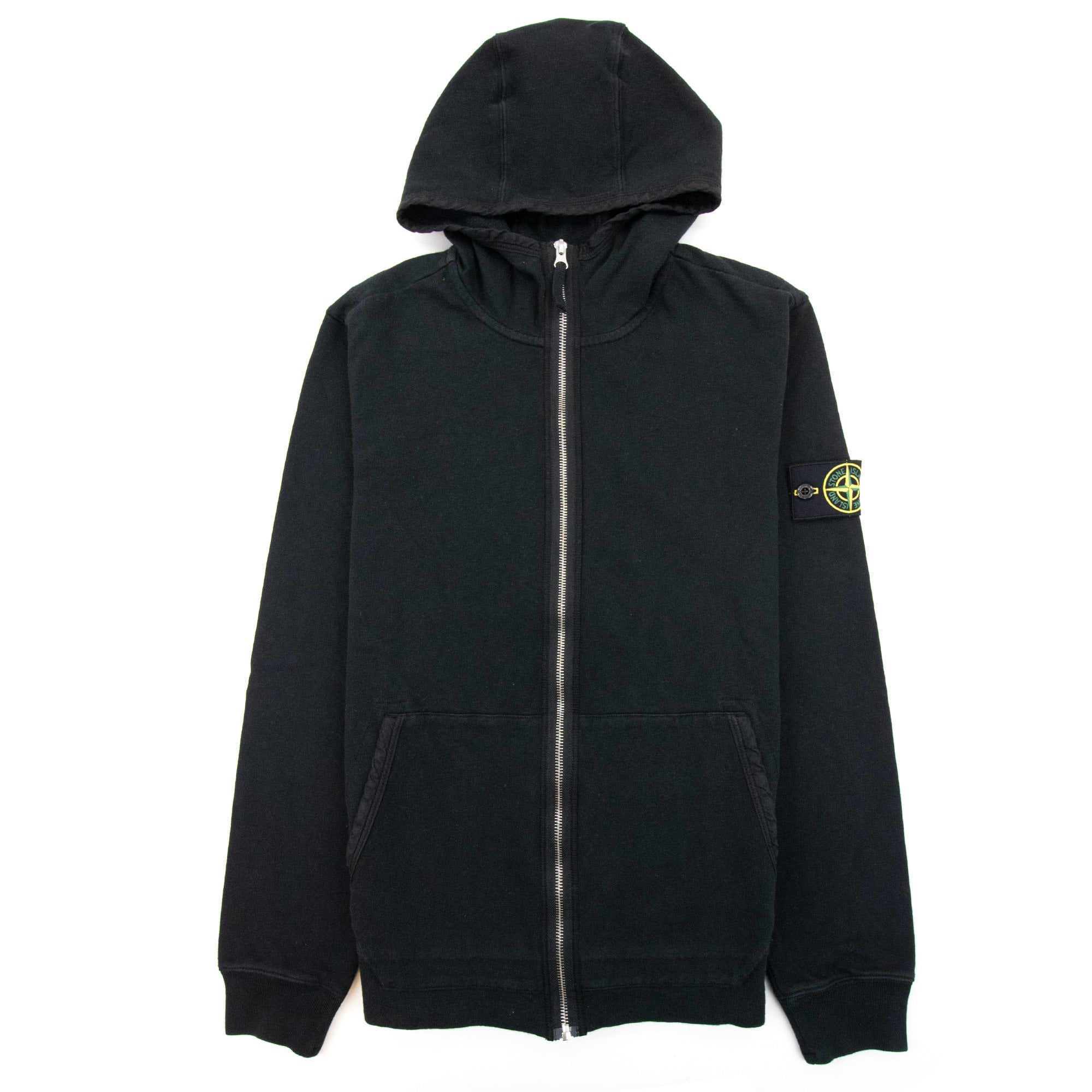 Stone Island Zip Up Hoodied Sweatshirt Black V0029