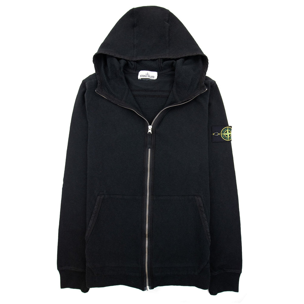 Stone Island Zip Up Hoodied Sweatshirt Black V0029
