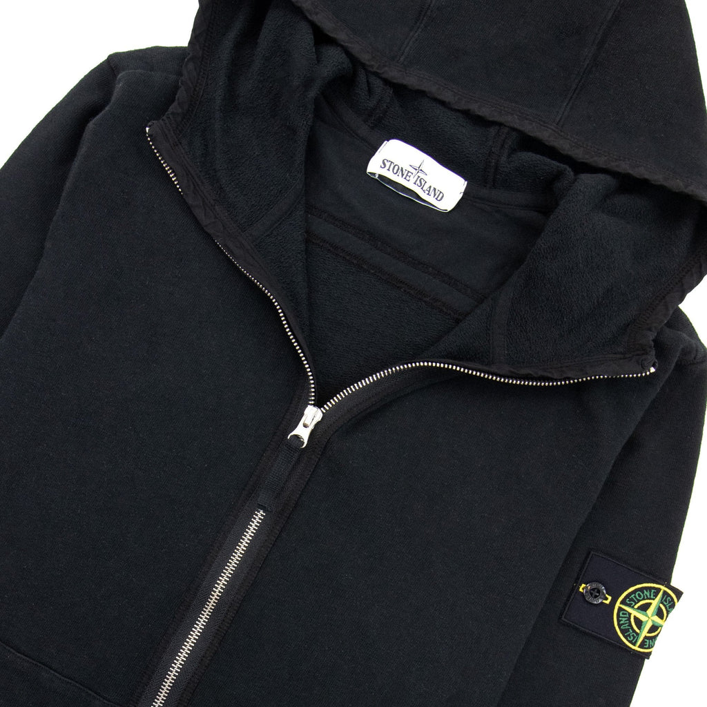 Stone Island Zip Up Hoodied Sweatshirt Black V0029