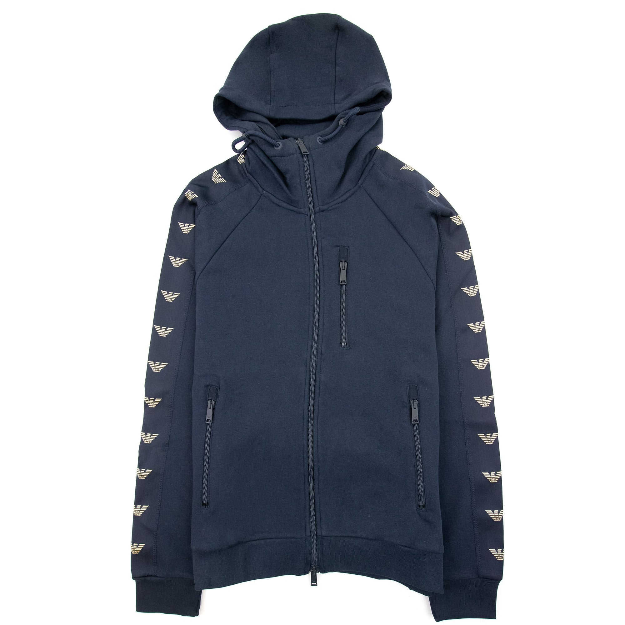 Emporio Armani Zip Hoody Eagle Pattern Navy