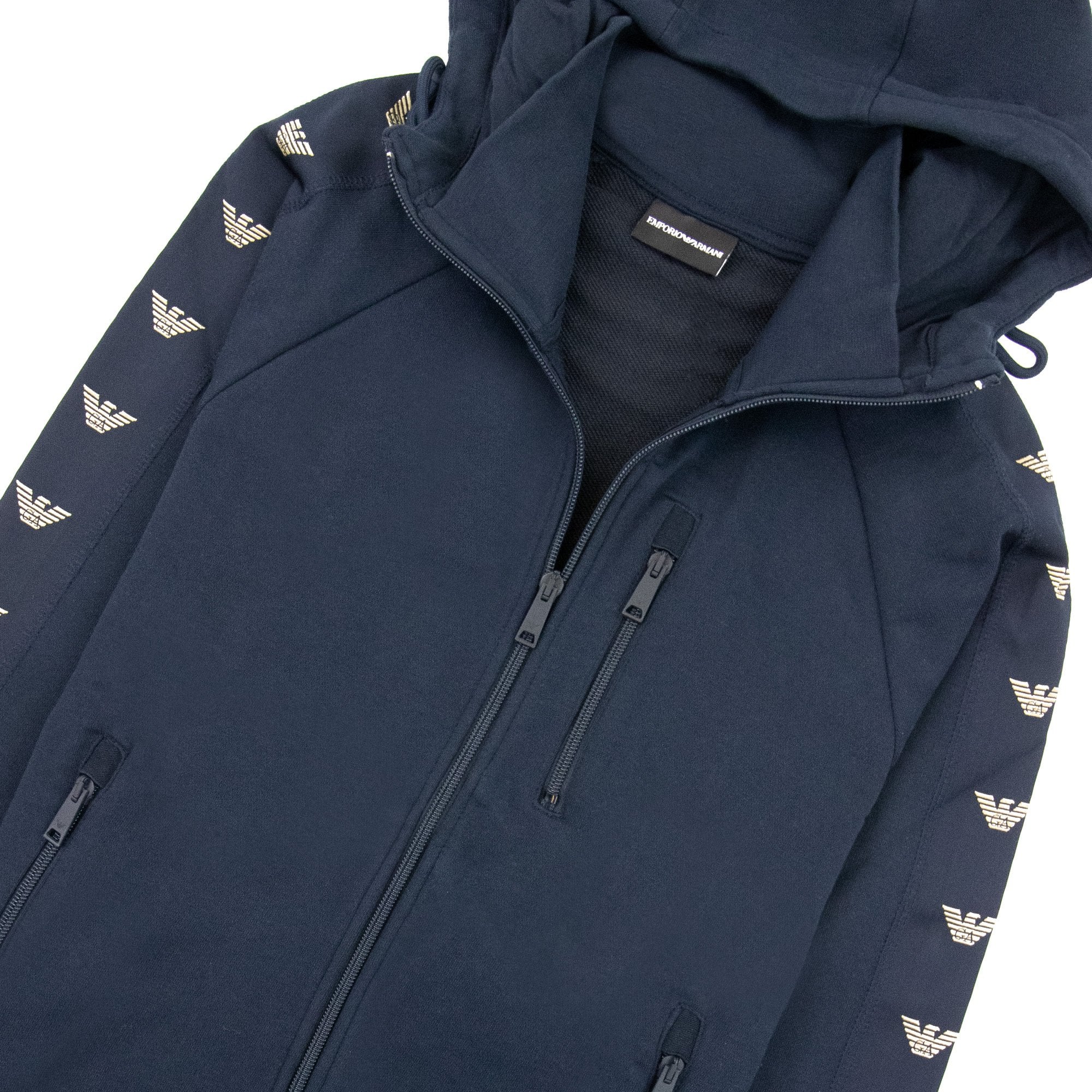 Emporio Armani Zip Hoody Eagle Pattern Navy