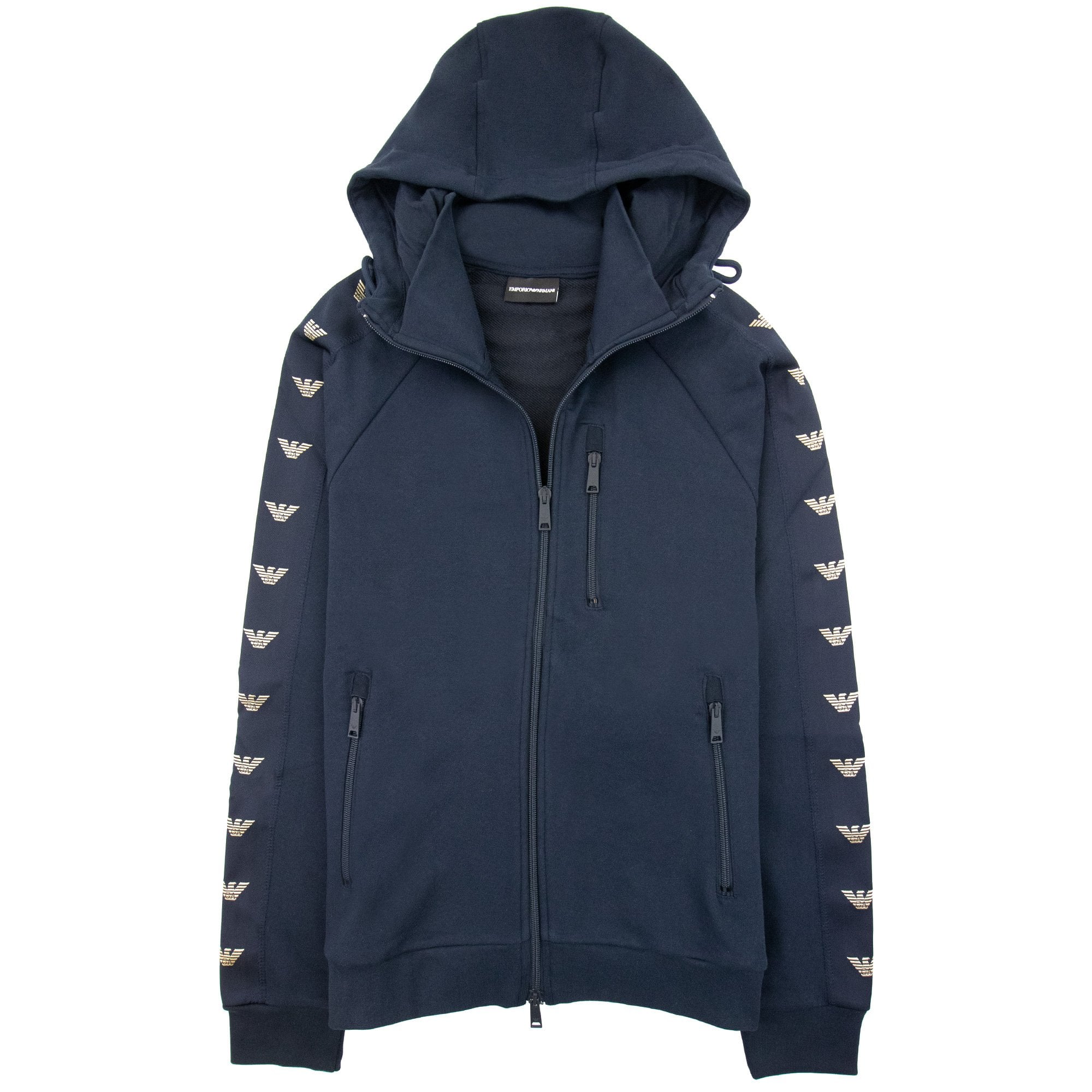 Emporio Armani Zip Hoody Eagle Pattern Navy