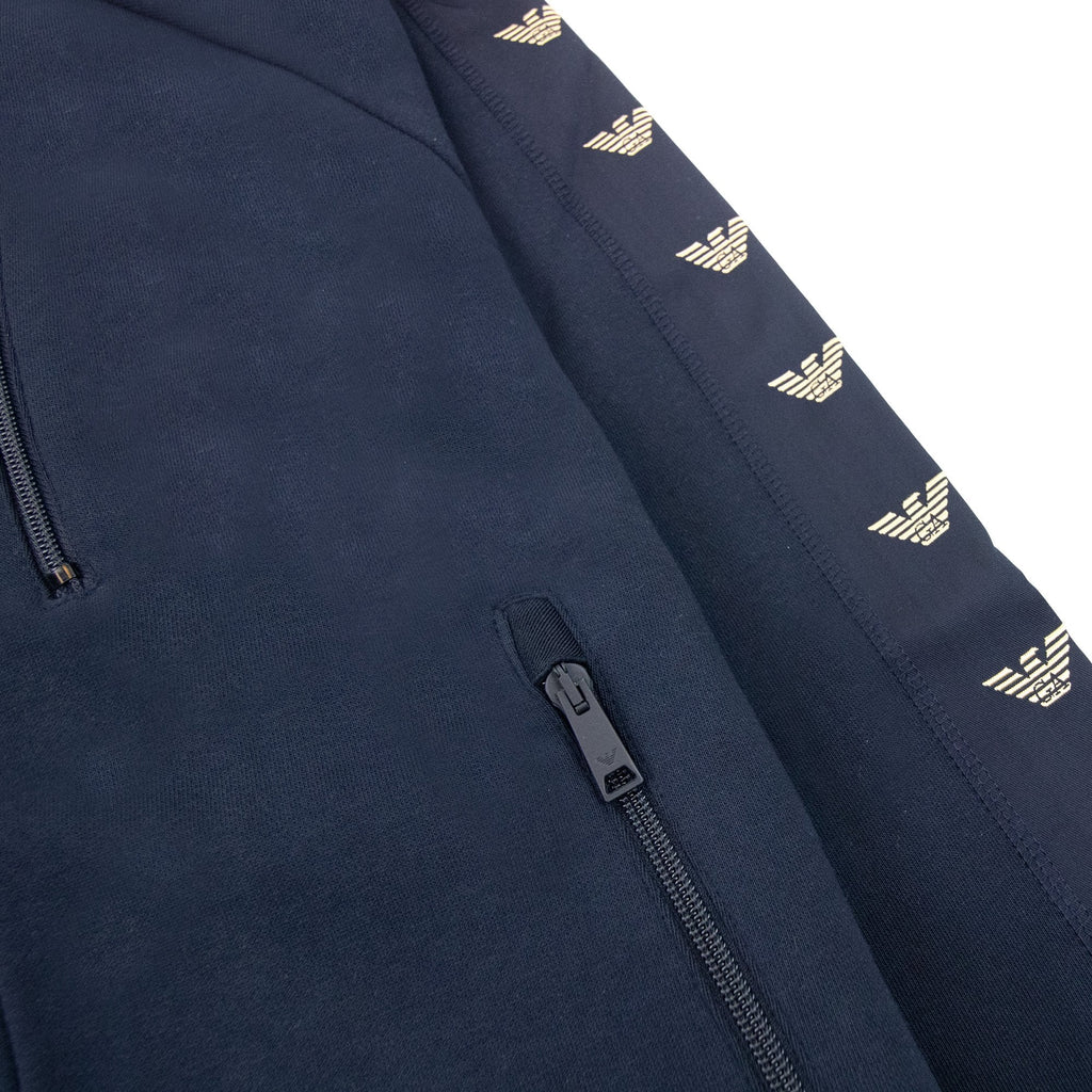 Emporio Armani Zip Hoody Eagle Pattern Navy
