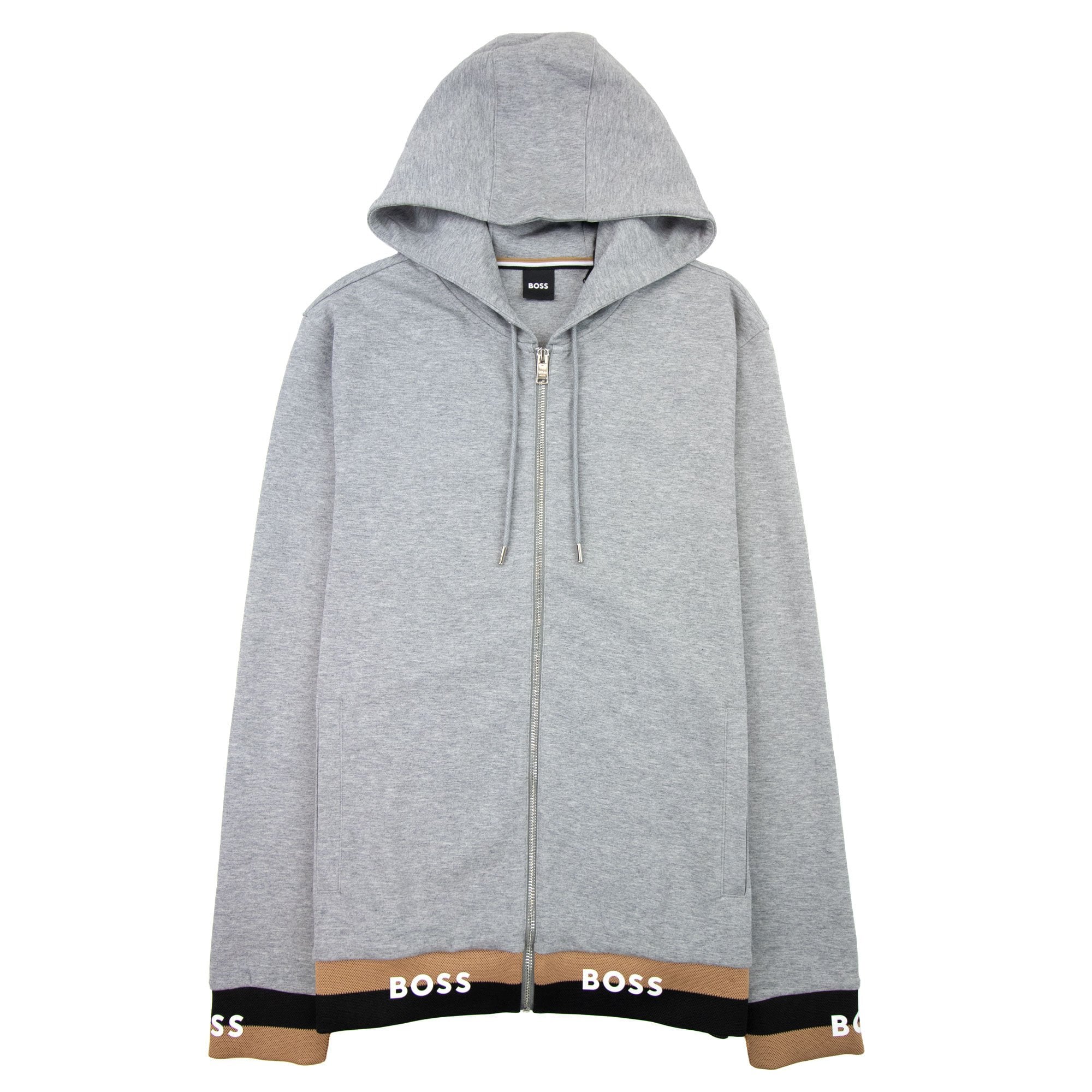 Hugo Boss Seeger 118 Logo Cuff & Hem Zip Up Hoodie Grey 041