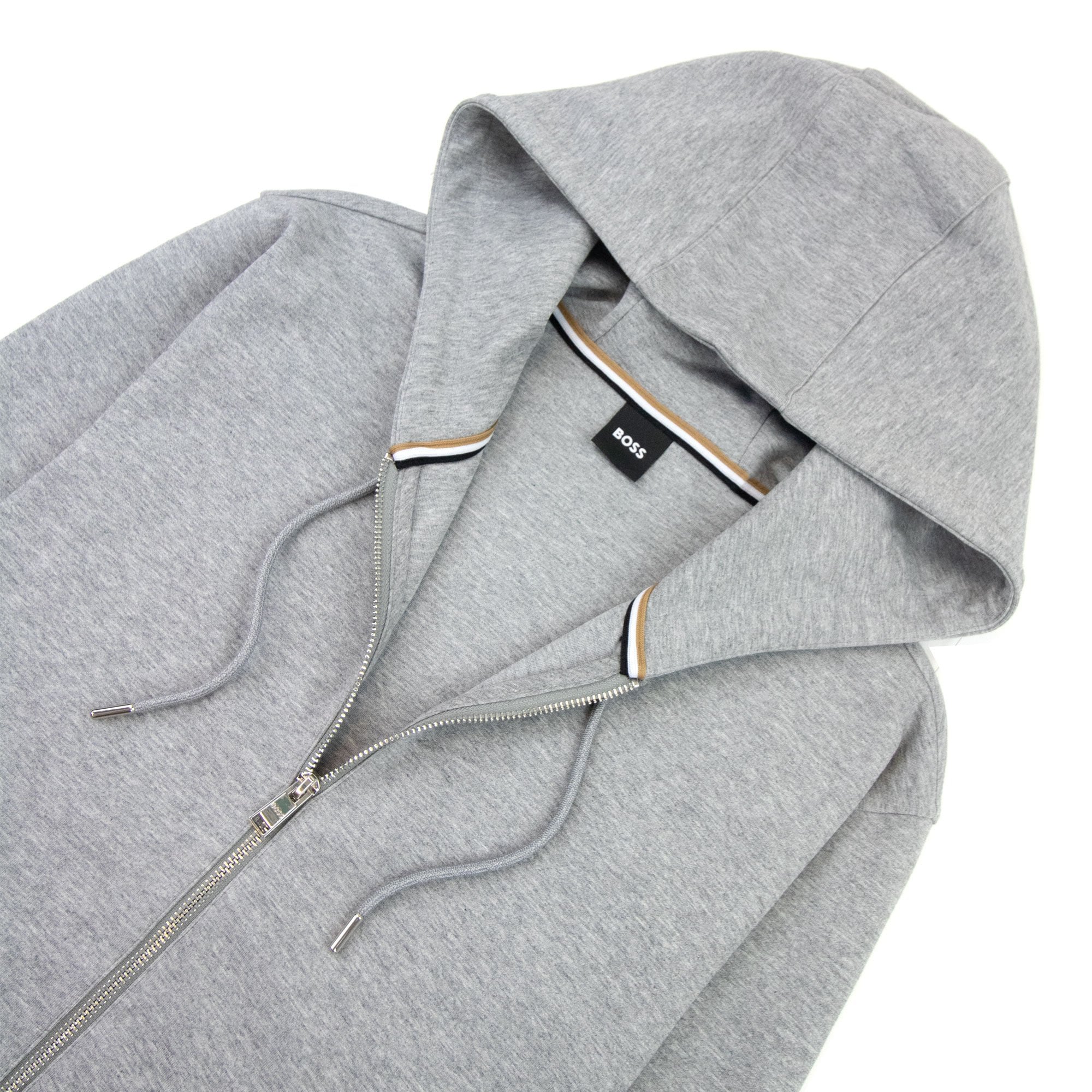 Hugo Boss Seeger 118 Logo Cuff & Hem Zip Up Hoodie Grey 041