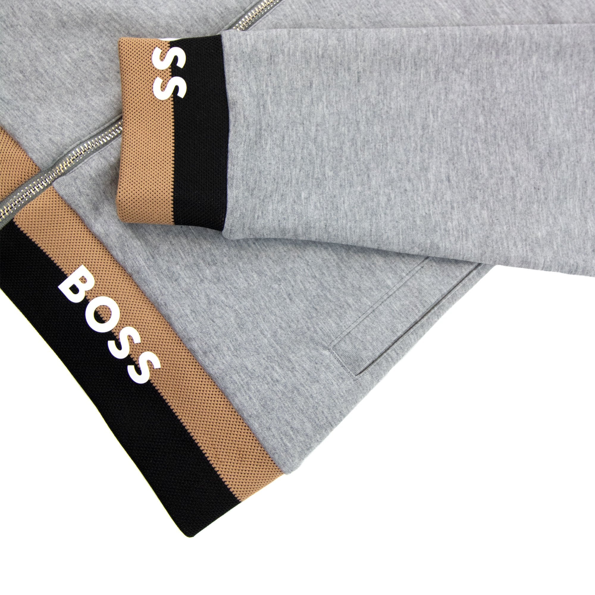 Hugo Boss Seeger 118 Logo Cuff & Hem Zip Up Hoodie Grey 041