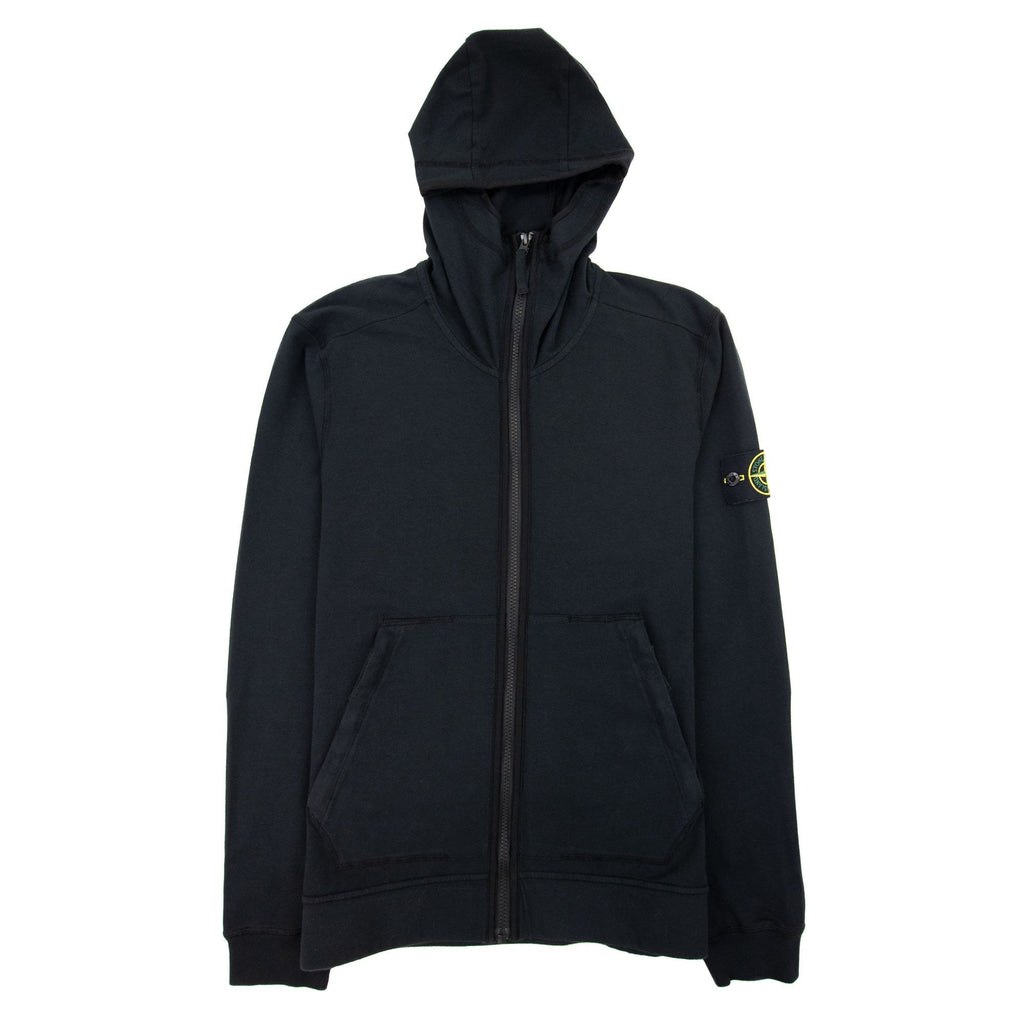 Stone Island Patch Logo Hoody Concealed Zips Black V0029