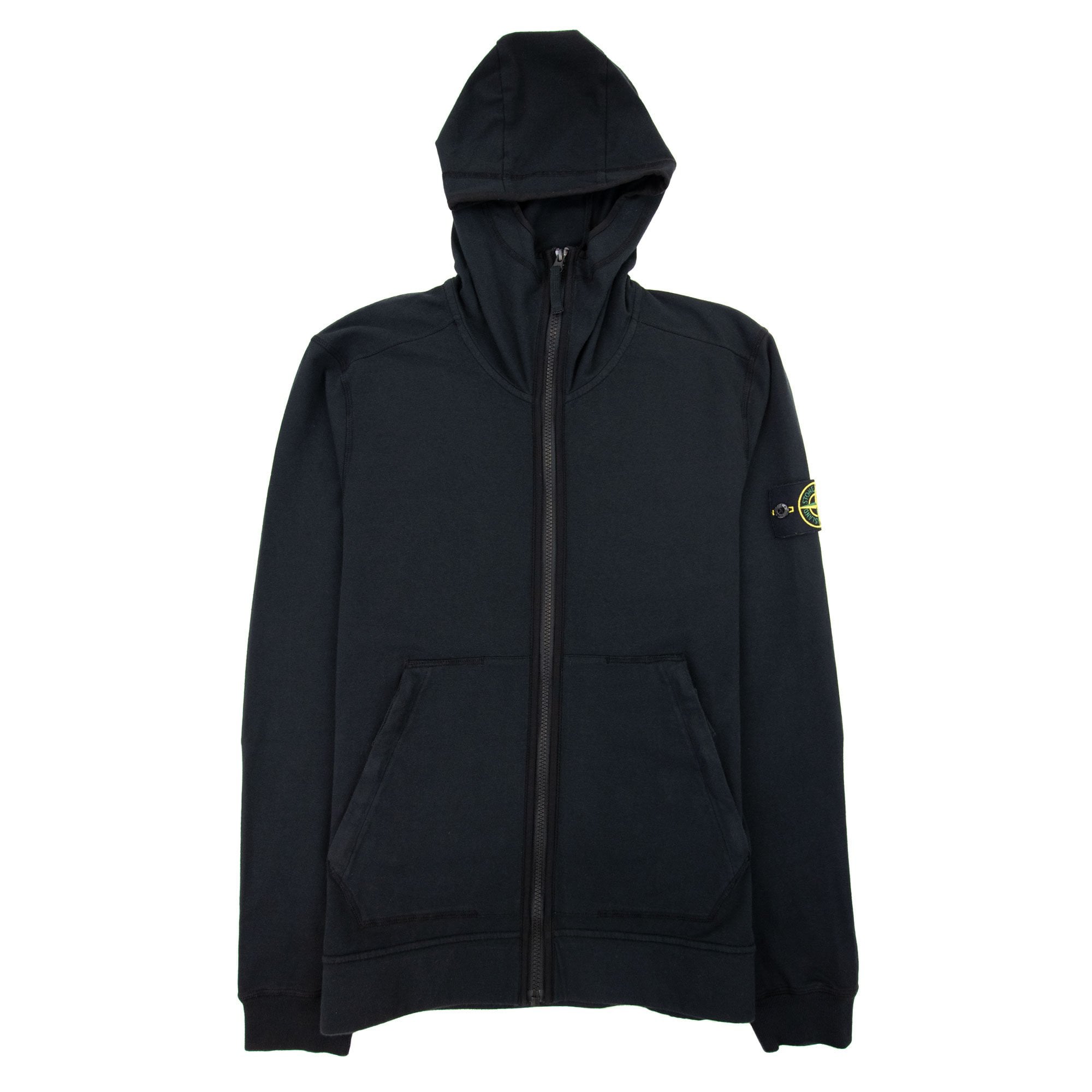 Stone Island Patch Logo Hoody Concealed Zips Black V0029