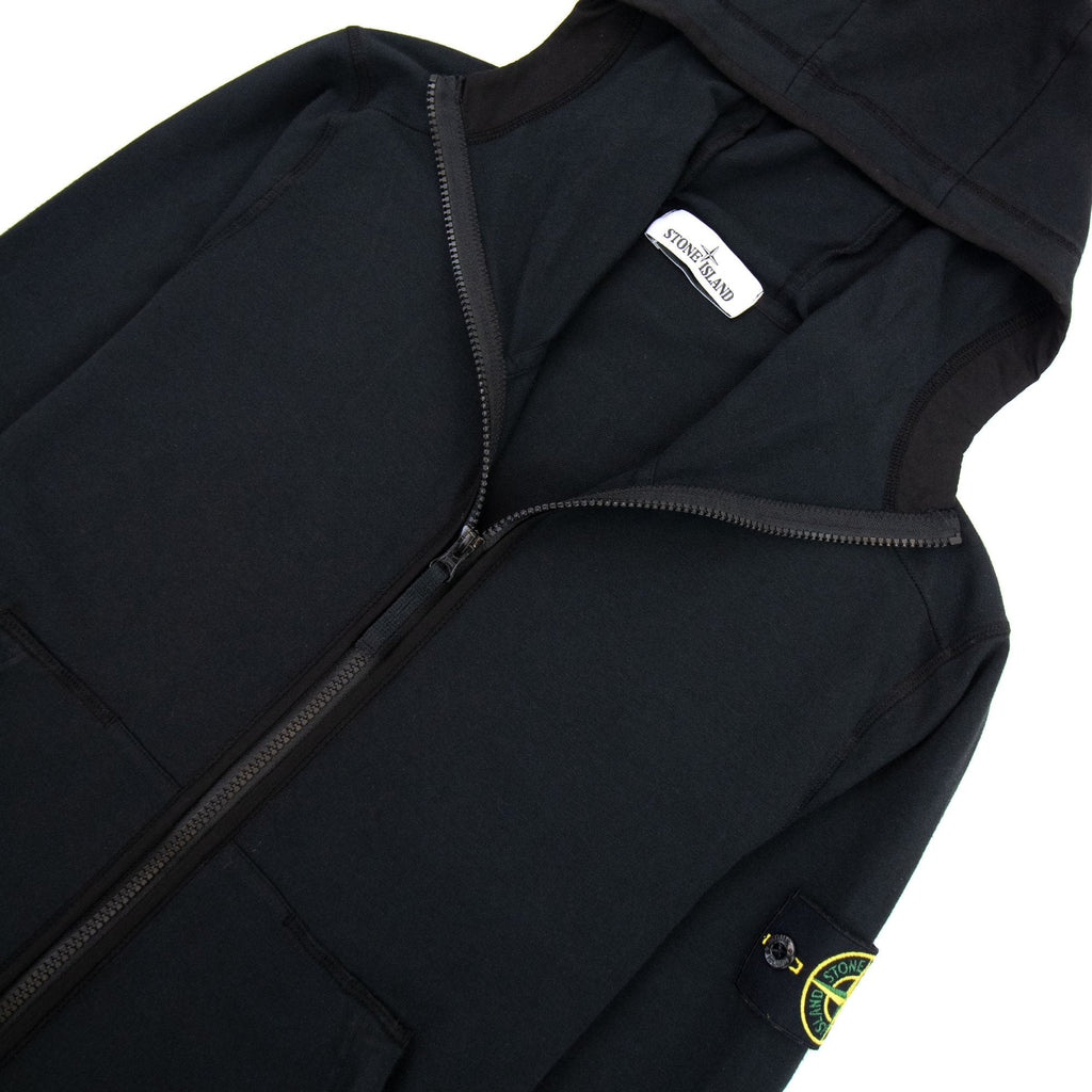 Stone Island Patch Logo Hoody Concealed Zips Black V0029