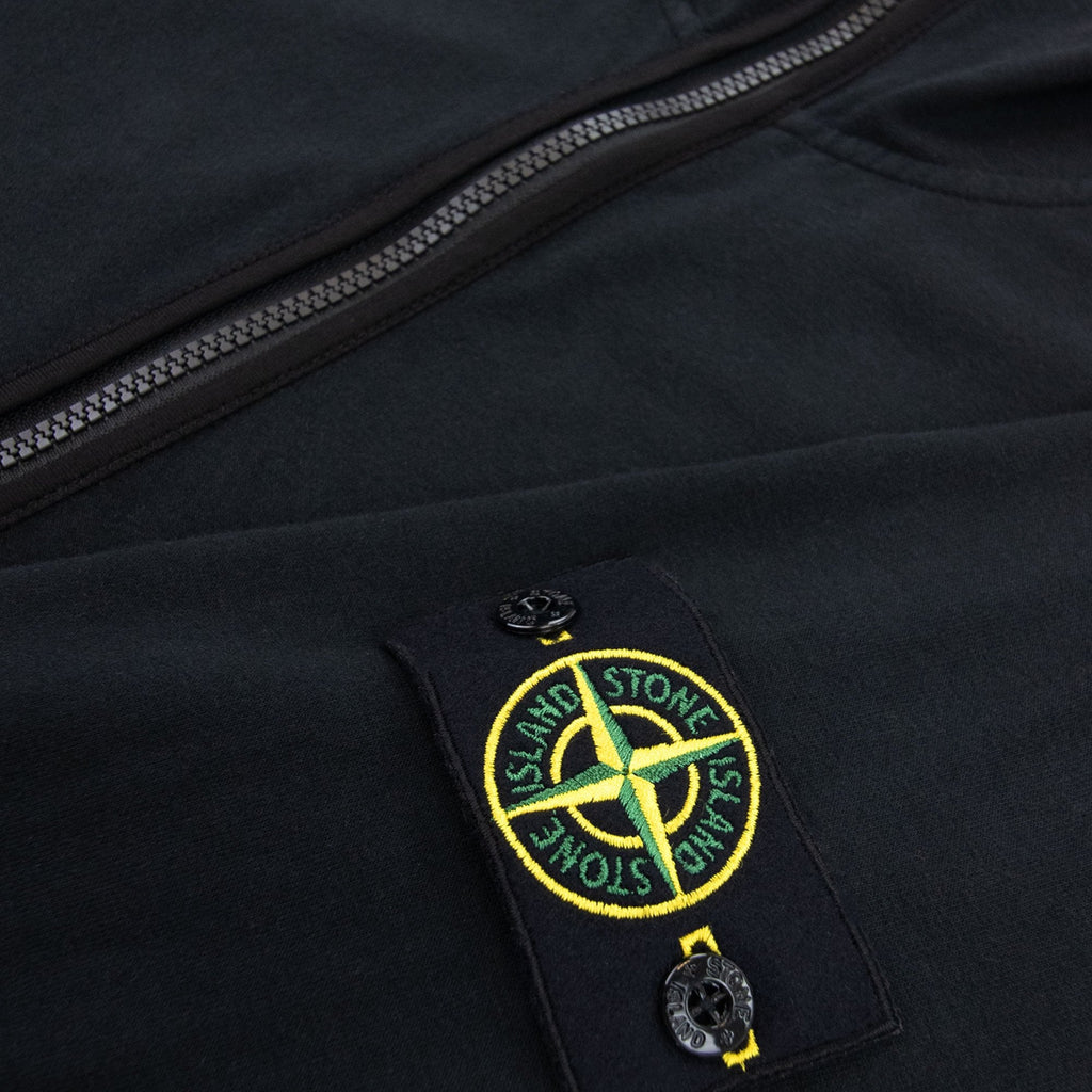 Stone Island Patch Logo Hoody Concealed Zips Black V0029