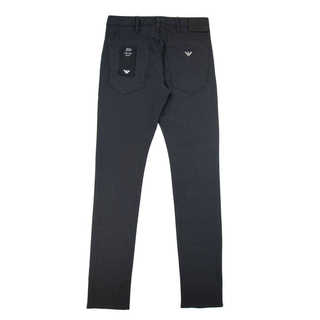 Emporio Armani J06 Slim Fit Cotton Blend Armure Trousers Nero
