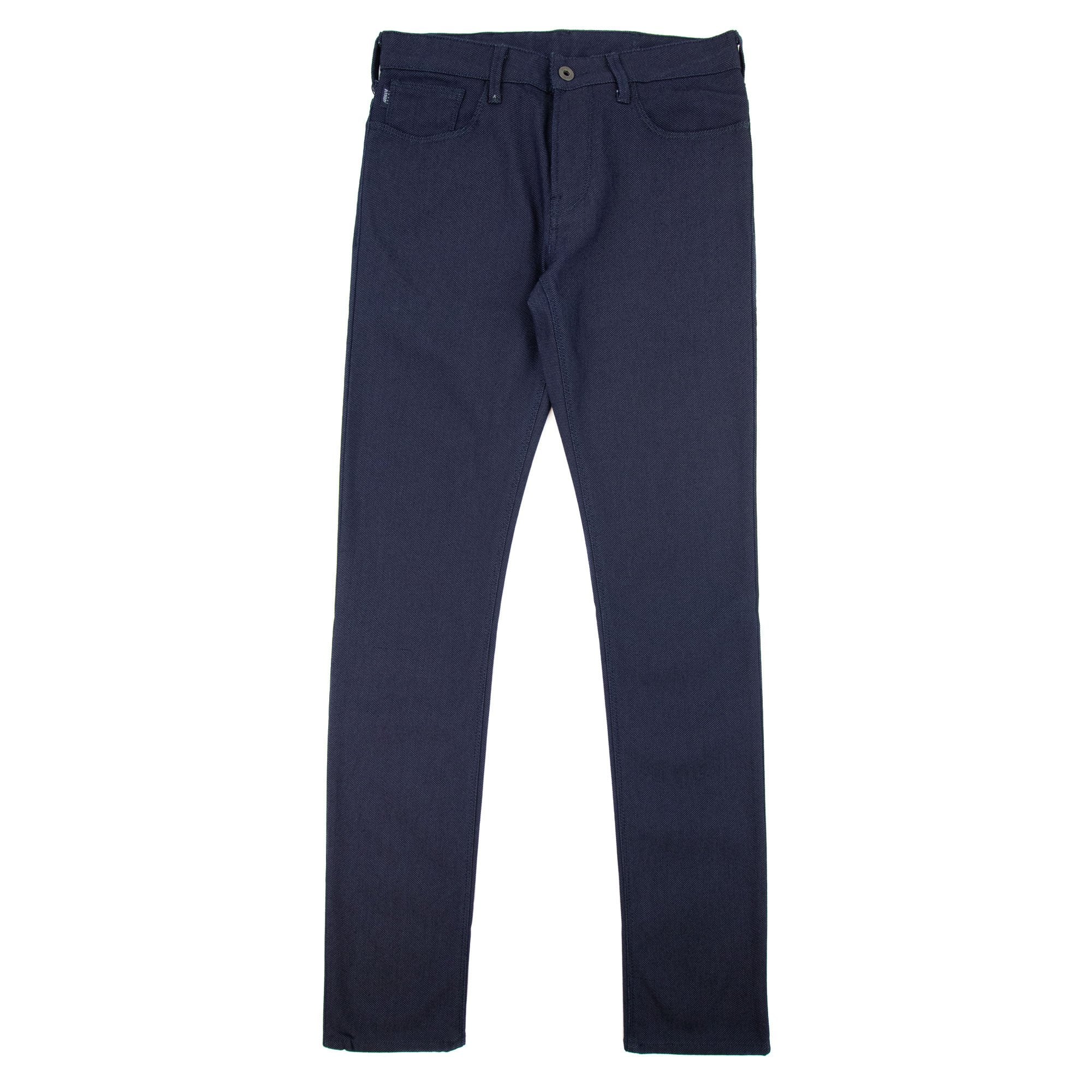 Emporio Armani J06 Slim Fit Cotton Blend Armure Trousers Denim Blue
