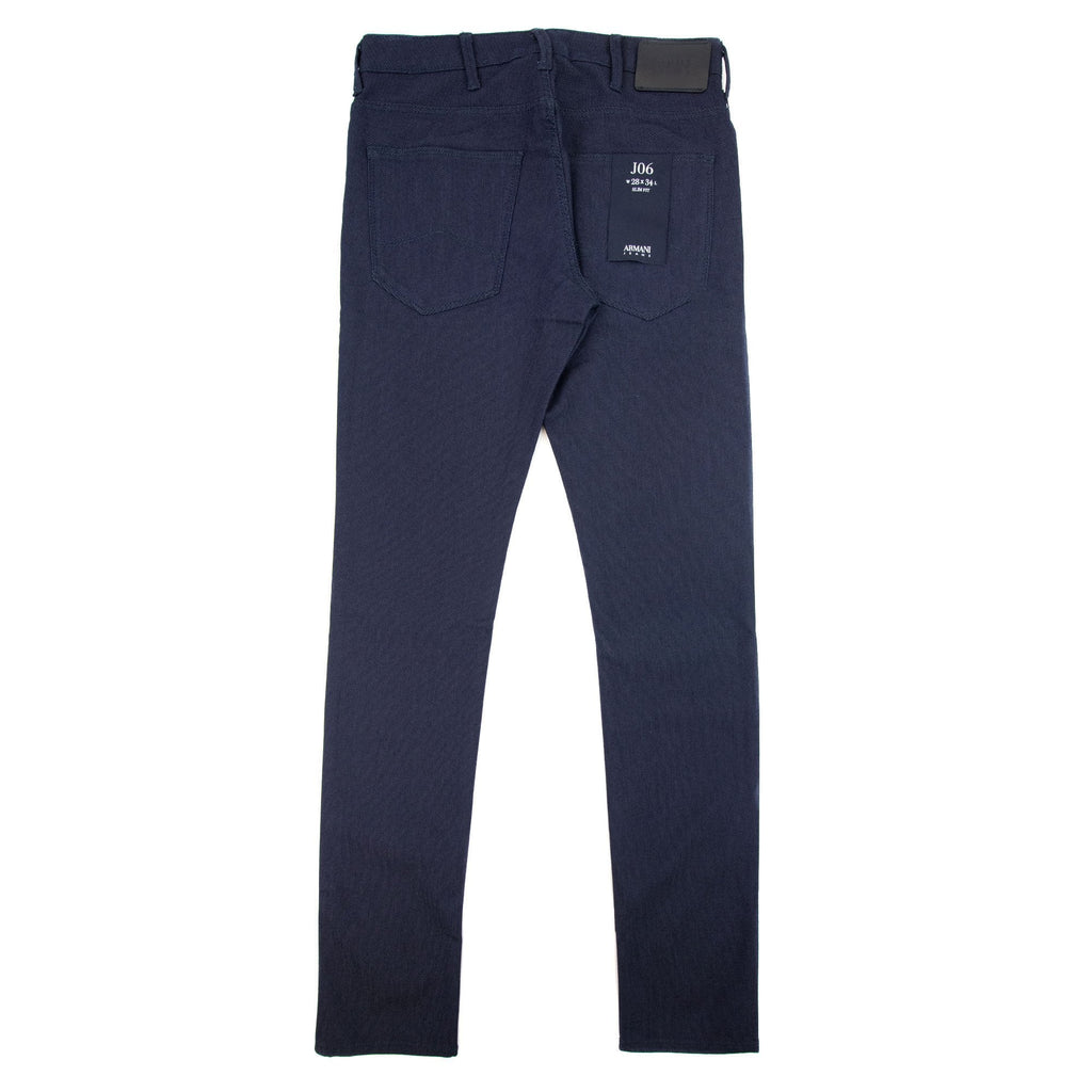 Emporio Armani J06 Slim Fit Cotton Blend Armure Trousers Denim Blue