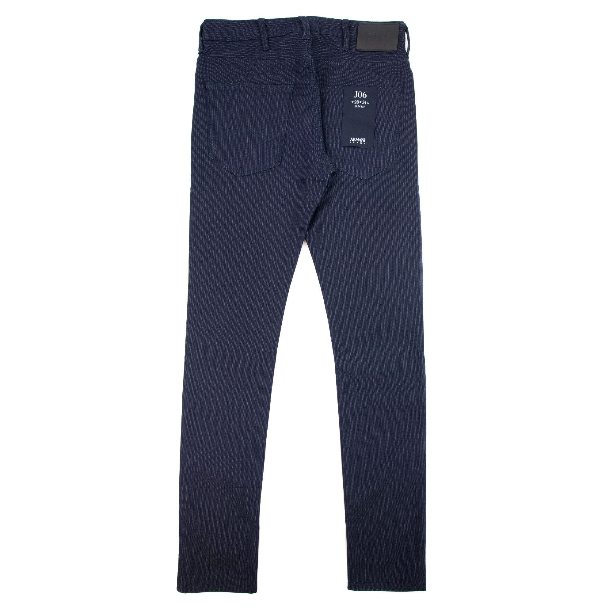 Emporio Armani J06 Slim Fit Cotton Blend Armure Trousers Denim Blue