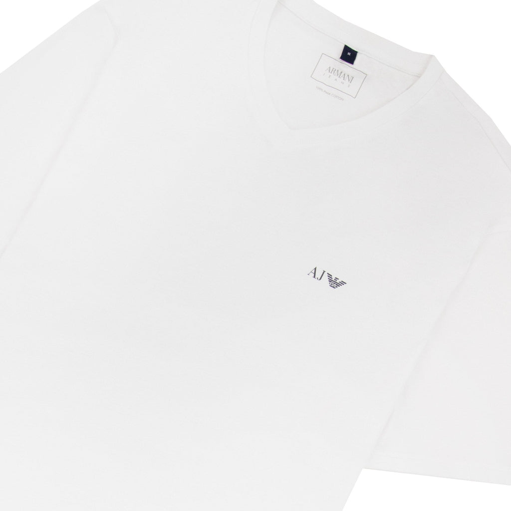 Armani Jeans Aj Chest Logo V-neck Tee White