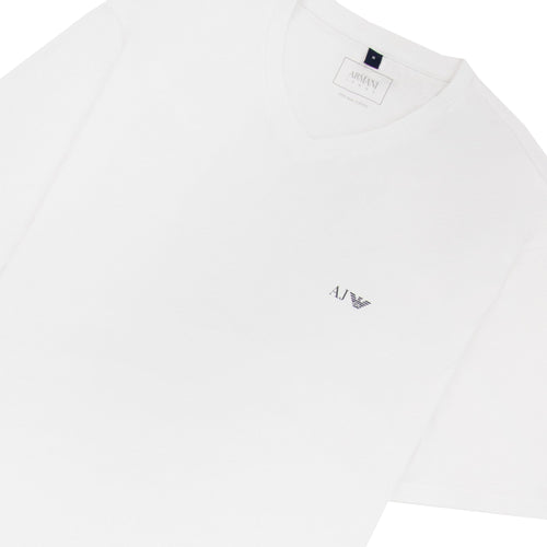 Armani Jeans Aj Chest Logo V-neck Tee White